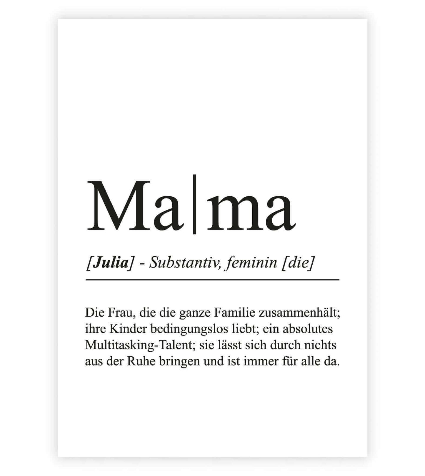 Personalisiertes Bild "Definition" - MAMA, Bildgröße: 13x18cm, DIN A4, DIN A3, Bilderrahmen: Ohne Bilderrahmen, Bilderrahmen weiß, Bilderrahmen schwarz, Bilderrahmen weiß mit Passepartout, Bilderrahmen schwarz mit Passepartout, Copyright: 321geschenke.de