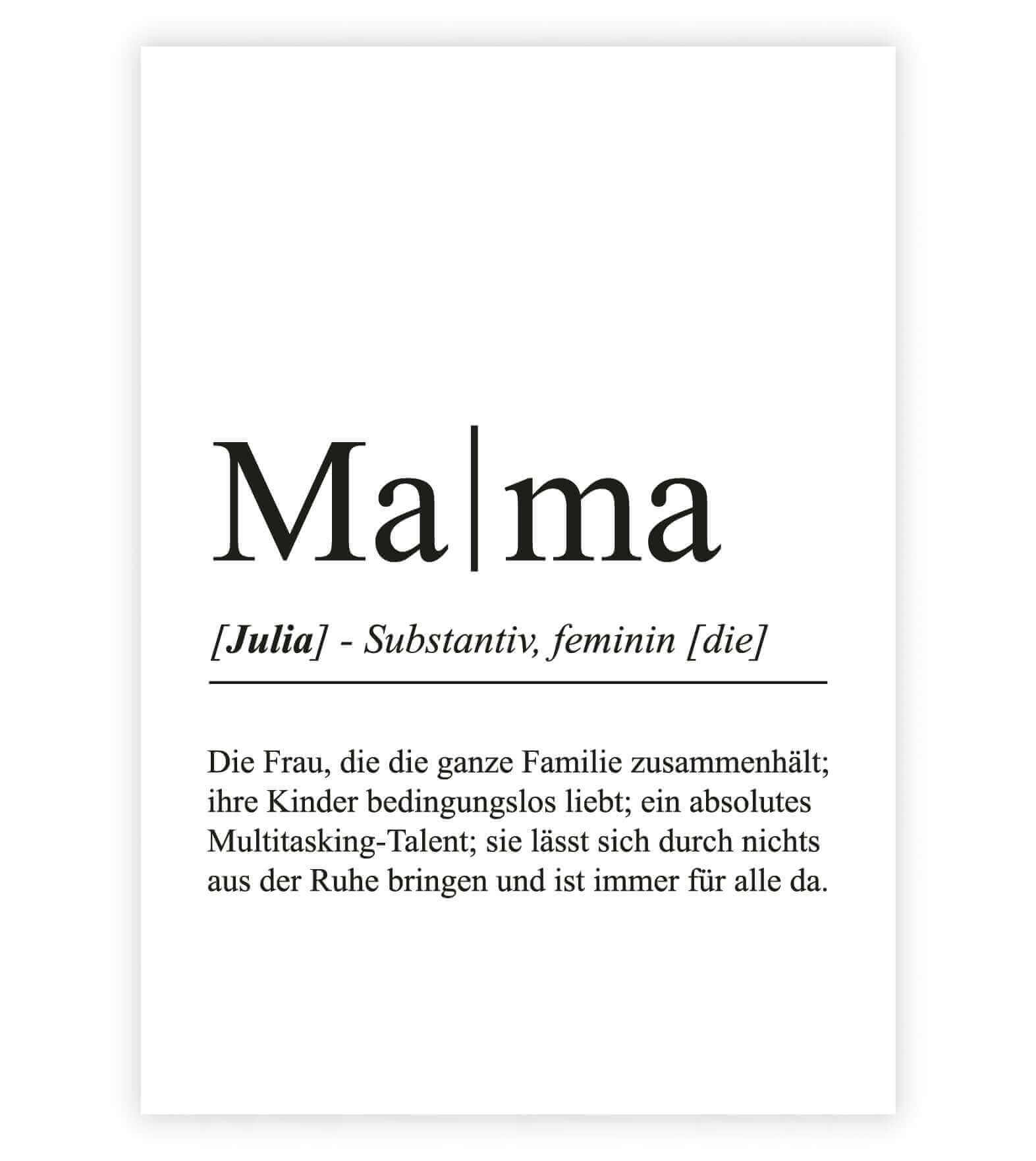 Personalisiertes Bild "Definition" - MAMA, Bildgröße: 13x18cm, DIN A4, DIN A3, Bilderrahmen: Ohne Bilderrahmen, Bilderrahmen weiß, Bilderrahmen schwarz, Bilderrahmen weiß mit Passepartout, Bilderrahmen schwarz mit Passepartout, Copyright: 321geschenke.de