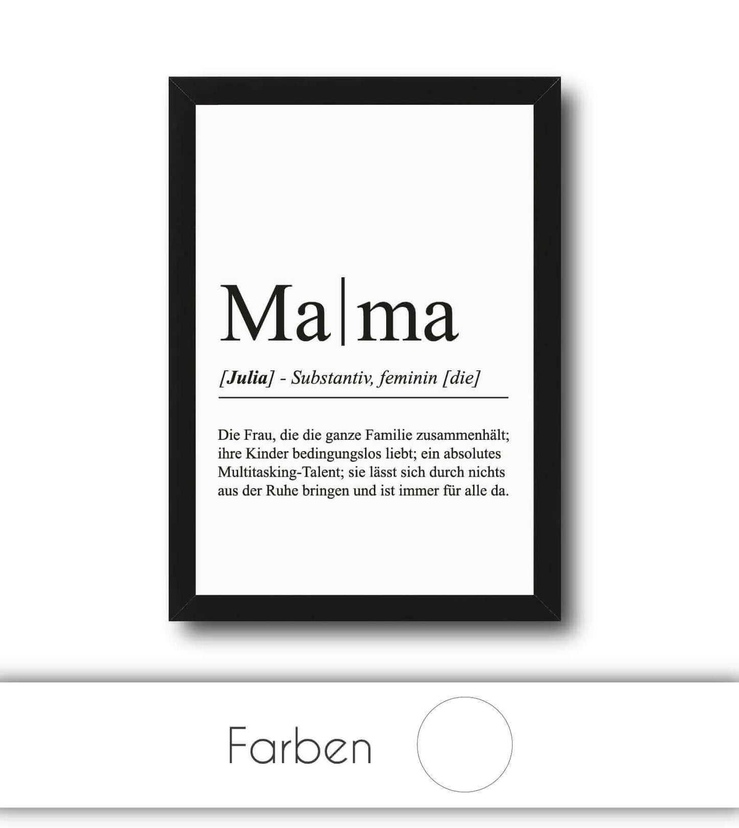 Personalisiertes Bild "Definition" - MAMA, Bildgröße: 13x18cm, DIN A4, DIN A3, Bilderrahmen: Ohne Bilderrahmen, Bilderrahmen weiß, Bilderrahmen schwarz, Bilderrahmen weiß mit Passepartout, Bilderrahmen schwarz mit Passepartout, Copyright: 321geschenke.de
