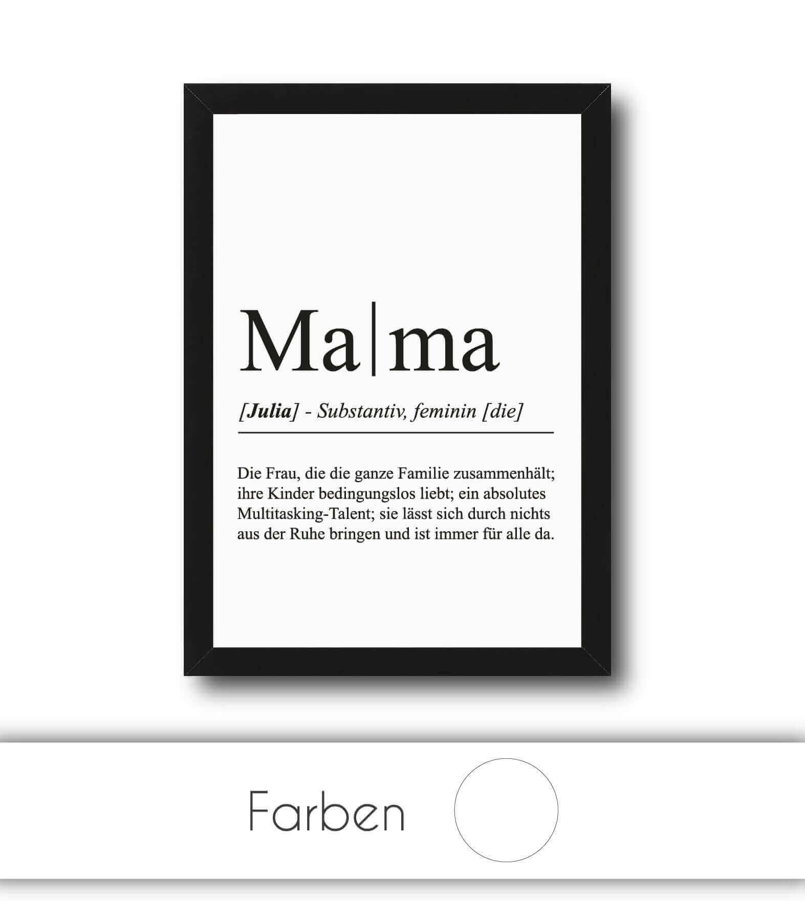 Personalisiertes Bild "Definition" - MAMA, Bildgröße: 13x18cm, DIN A4, DIN A3, Bilderrahmen: Ohne Bilderrahmen, Bilderrahmen weiß, Bilderrahmen schwarz, Bilderrahmen weiß mit Passepartout, Bilderrahmen schwarz mit Passepartout, Copyright: 321geschenke.de