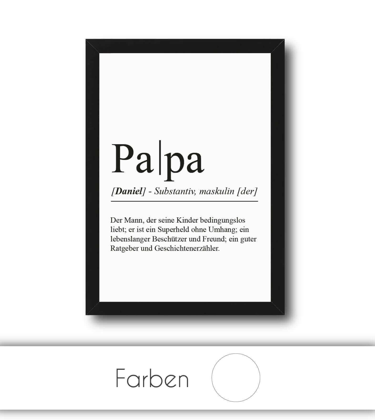 Personalisiertes Bild "Definition" - PAPA, Bildgröße: 13x18cm, DIN A4, DIN A3, Bilderrahmen: Ohne Bilderrahmen, Bilderrahmen weiß, Bilderrahmen schwarz, Bilderrahmen weiß mit Passepartout, Bilderrahmen schwarz mit Passepartout, Copyright: 321geschenke.de
