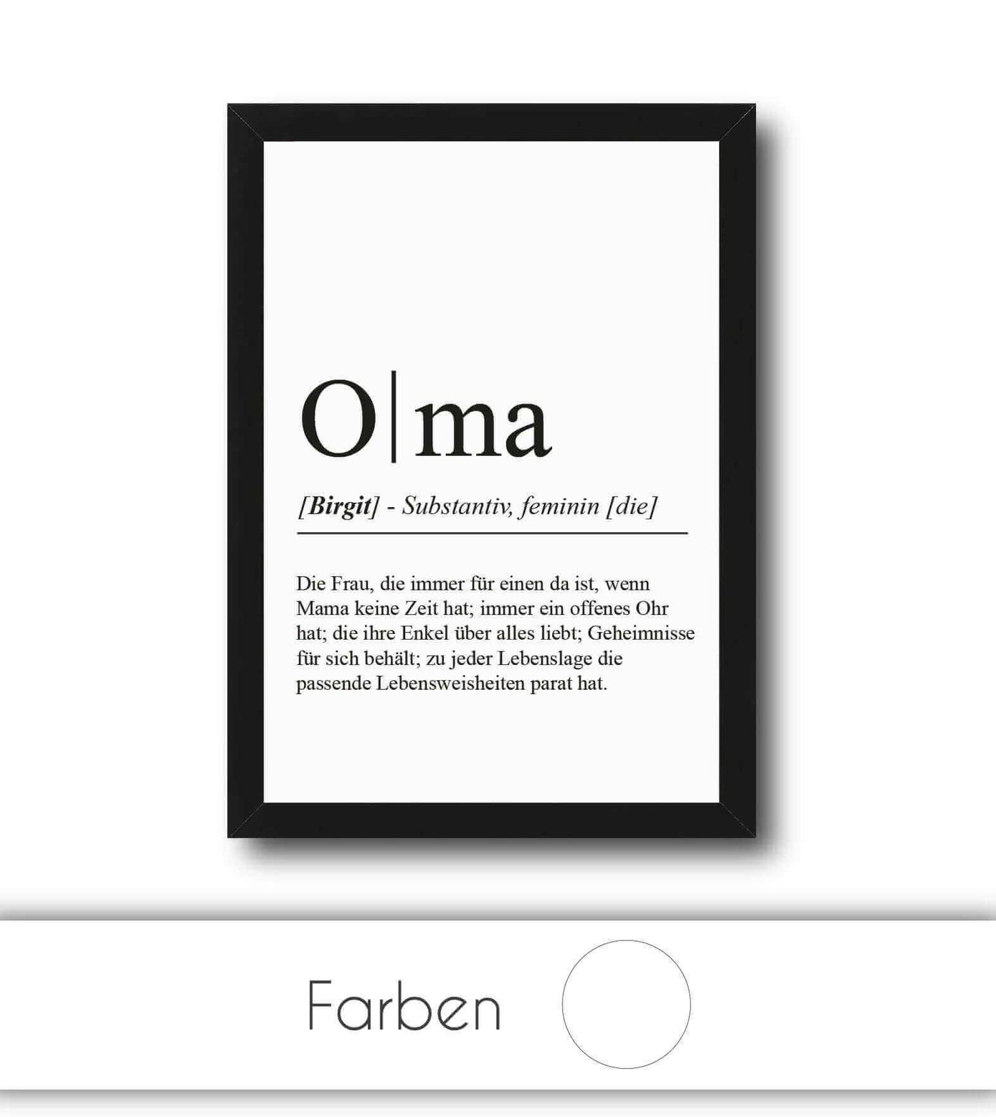 Personalisiertes Bild "Definition" - OMA, Bildgröße: 13x18cm, DIN A4, DIN A3, Bilderrahmen: Ohne Bilderrahmen, Bilderrahmen weiß, Bilderrahmen schwarz, Bilderrahmen weiß mit Passepartout, Bilderrahmen schwarz mit Passepartout, Copyright: 321geschenke.de