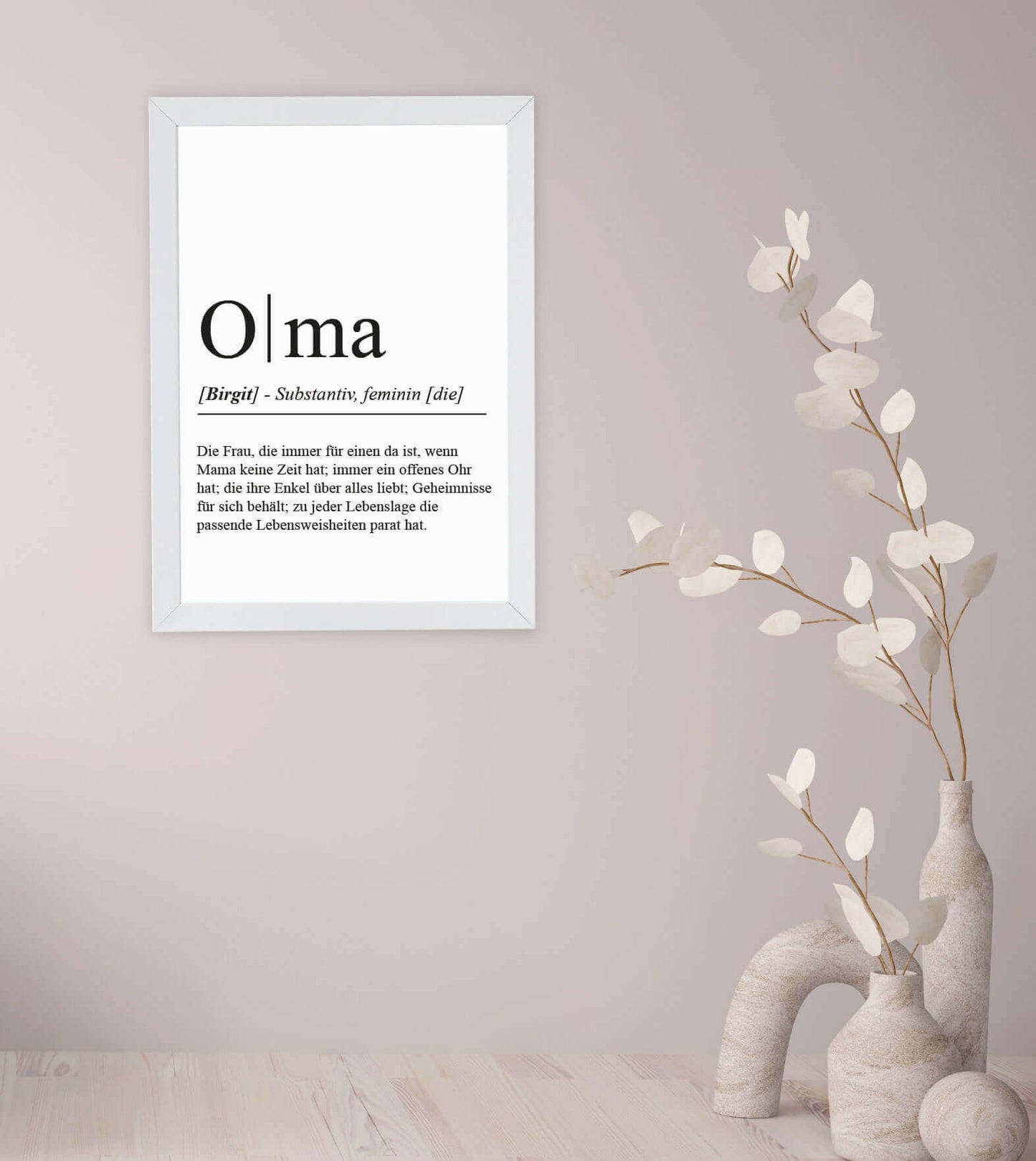 Anwendungsbild_Personalisiertes Bild "Definition" - OMA, Bildgröße: 13x18cm, DIN A4, DIN A3, Bilderrahmen: Ohne Bilderrahmen, Bilderrahmen weiß, Bilderrahmen schwarz, Bilderrahmen weiß mit Passepartout, Bilderrahmen schwarz mit Passepartout, Copyright: 32