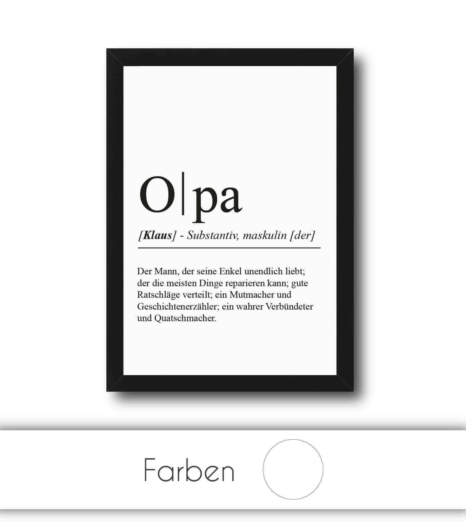 Personalisiertes Bild "Definition" - OPA, Bildgröße: 13x18cm, DIN A4, DIN A3, Bilderrahmen: Ohne Bilderrahmen, Bilderrahmen weiß, Bilderrahmen schwarz, Bilderrahmen weiß mit Passepartout, Bilderrahmen schwarz mit Passepartout, Copyright: 321geschenke.de