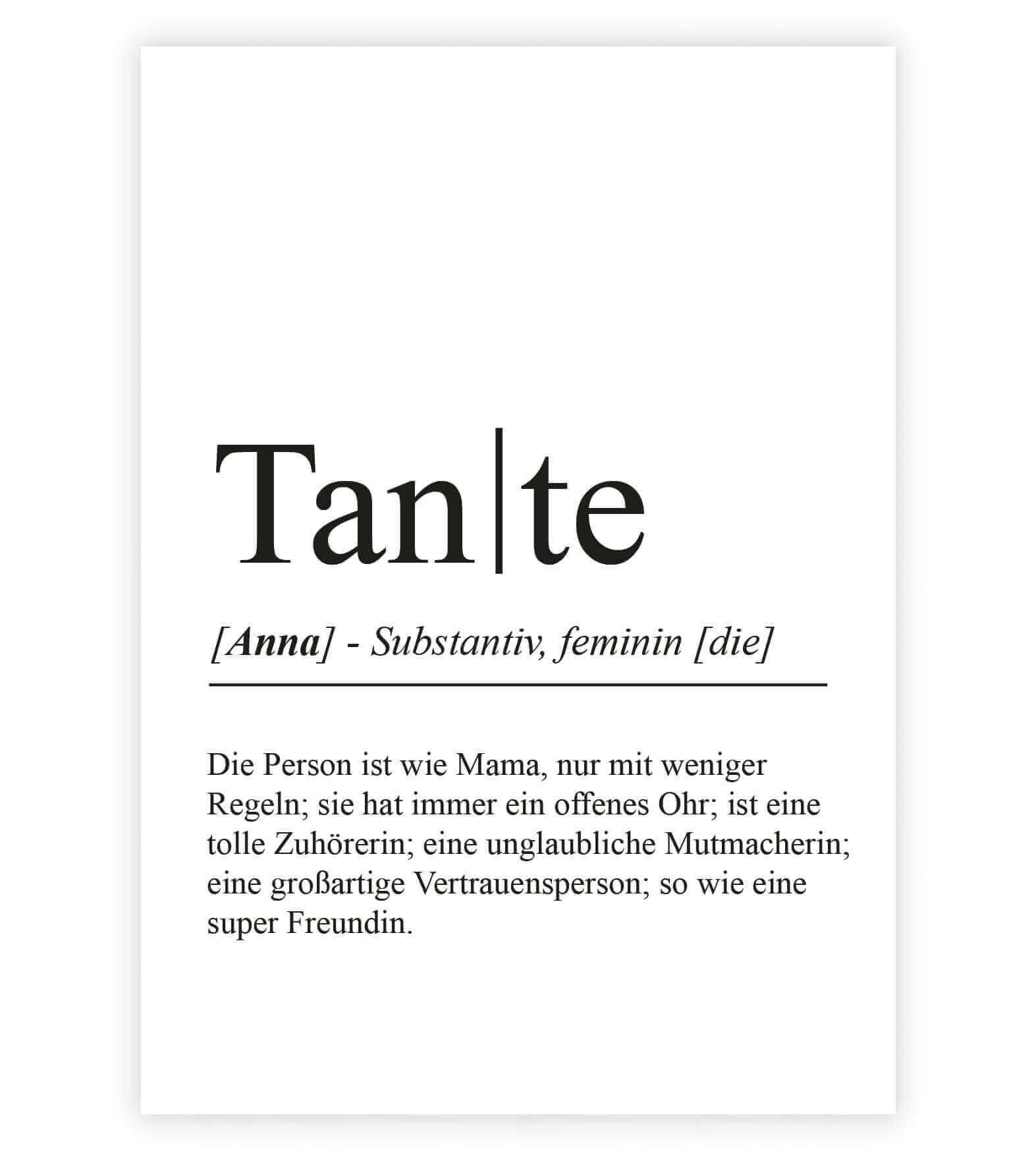 Personalisiertes Bild "Definition" - TANTE, Bildgröße: 13x18cm, DIN A4, DIN A3, Bilderrahmen: Ohne Bilderrahmen, Bilderrahmen weiß, Bilderrahmen schwarz, Bilderrahmen weiß mit Passepartout, Bilderrahmen schwarz mit Passepartout, Copyright: 321geschenke.de