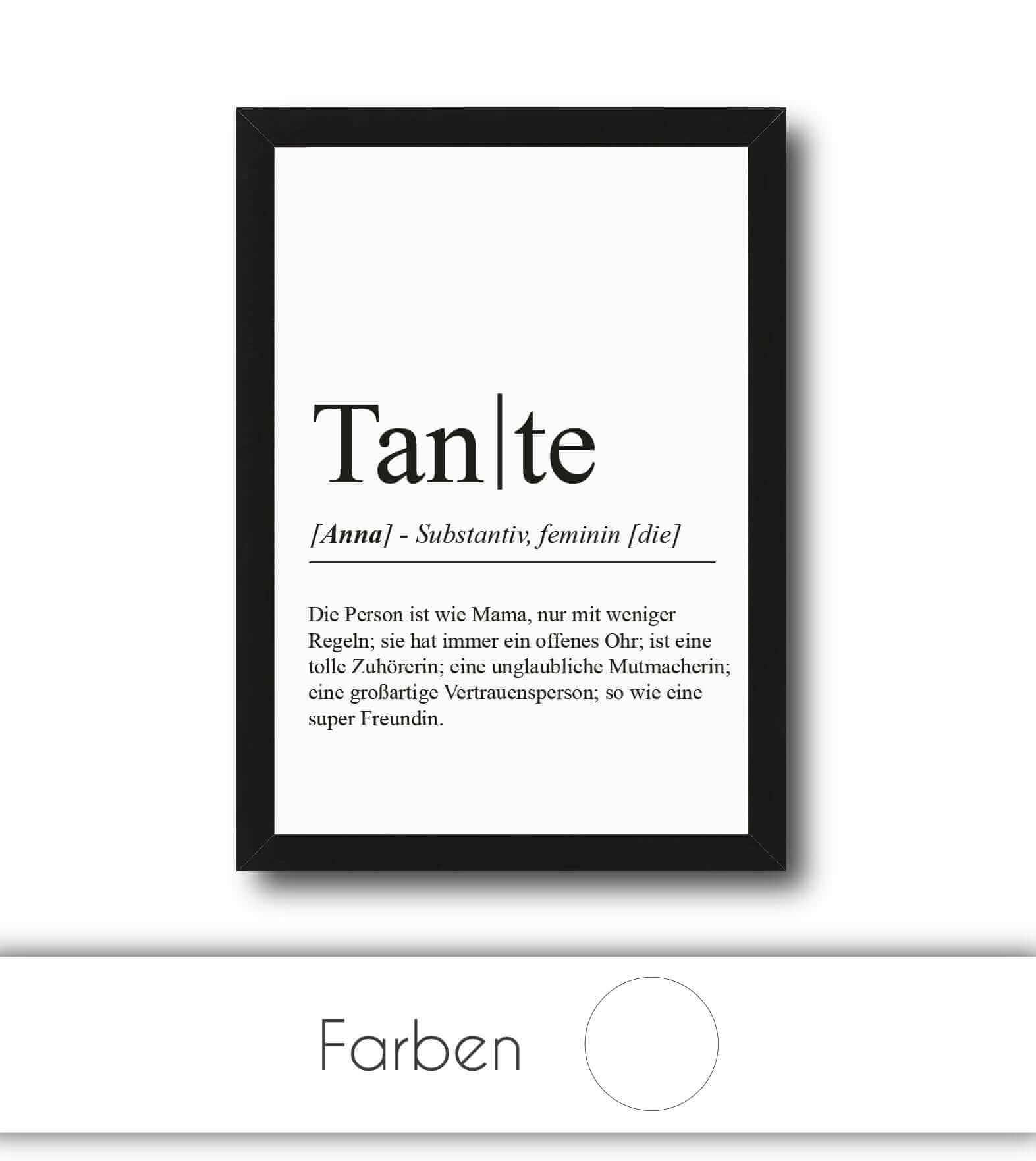 Personalisiertes Bild "Definition" - TANTE, Bildgröße: 13x18cm, DIN A4, DIN A3, Bilderrahmen: Ohne Bilderrahmen, Bilderrahmen weiß, Bilderrahmen schwarz, Bilderrahmen weiß mit Passepartout, Bilderrahmen schwarz mit Passepartout, Copyright: 321geschenke.de