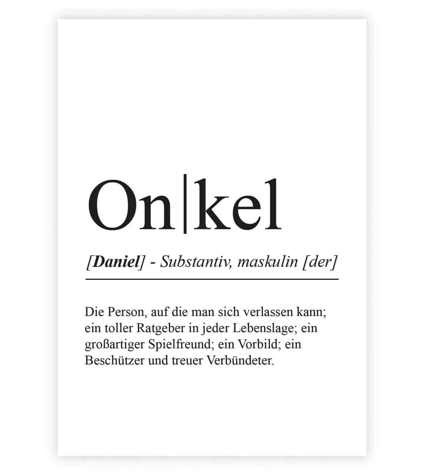 Personalisiertes Bild "Definition" - ONKEL, Bildgröße: 13x18cm, DIN A4, DIN A3, Bilderrahmen: Ohne Bilderrahmen, Bilderrahmen weiß, Bilderrahmen schwarz, Bilderrahmen weiß mit Passepartout, Bilderrahmen schwarz mit Passepartout, Copyright: 321geschenke.de