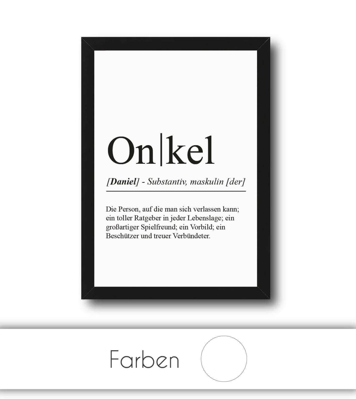 Personalisiertes Bild "Definition" - ONKEL, Bildgröße: 13x18cm, DIN A4, DIN A3, Bilderrahmen: Ohne Bilderrahmen, Bilderrahmen weiß, Bilderrahmen schwarz, Bilderrahmen weiß mit Passepartout, Bilderrahmen schwarz mit Passepartout, Copyright: 321geschenke.de