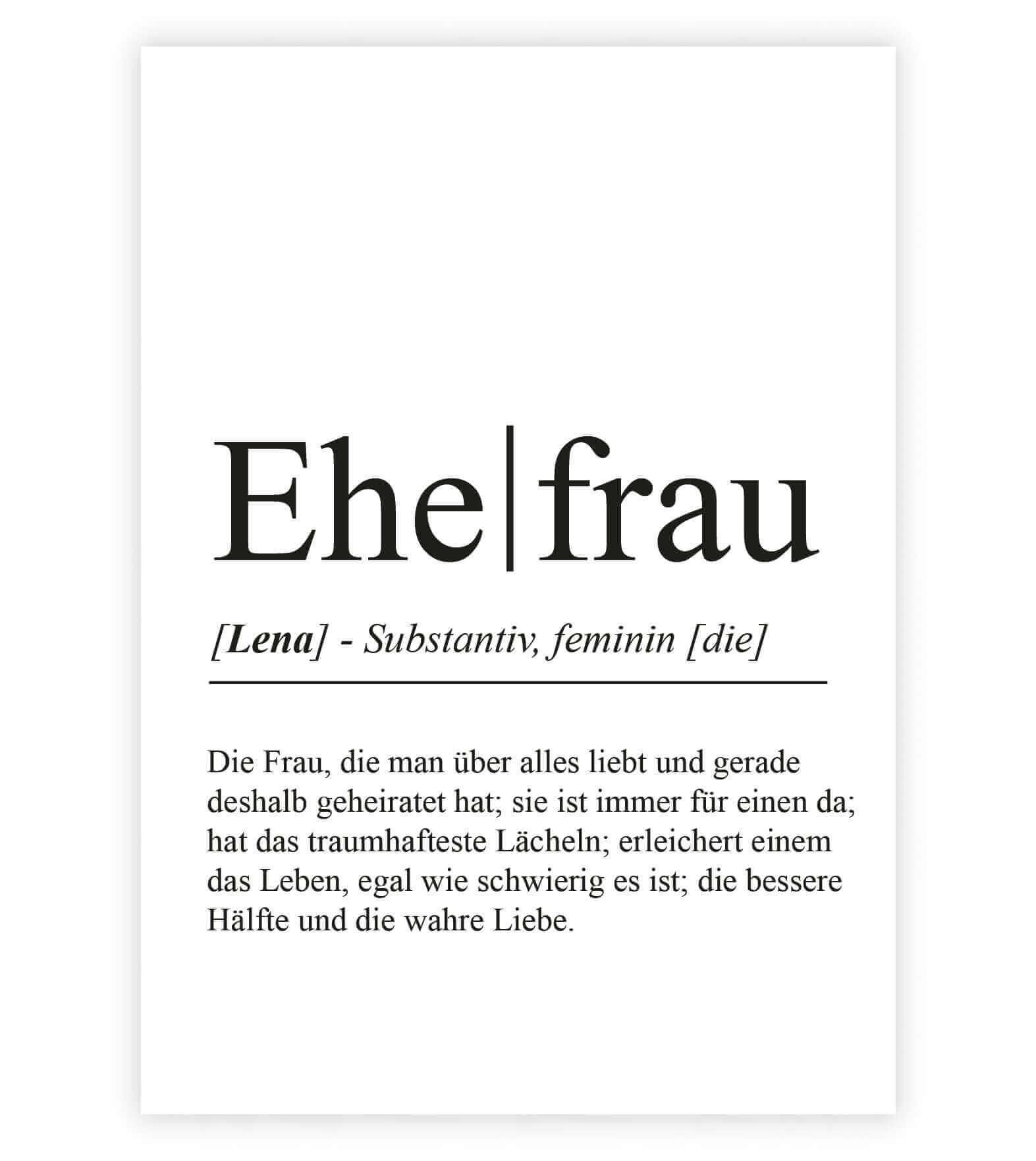 Personalisiertes Bild "Definition" - EHEFRAU, Bildgröße: 13x18cm, DIN A4, DIN A3, Bilderrahmen: Ohne Bilderrahmen, Bilderrahmen weiß, Bilderrahmen schwarz, Bilderrahmen weiß mit Passepartout, Bilderrahmen schwarz mit Passepartout, Copyright: 321geschenke.