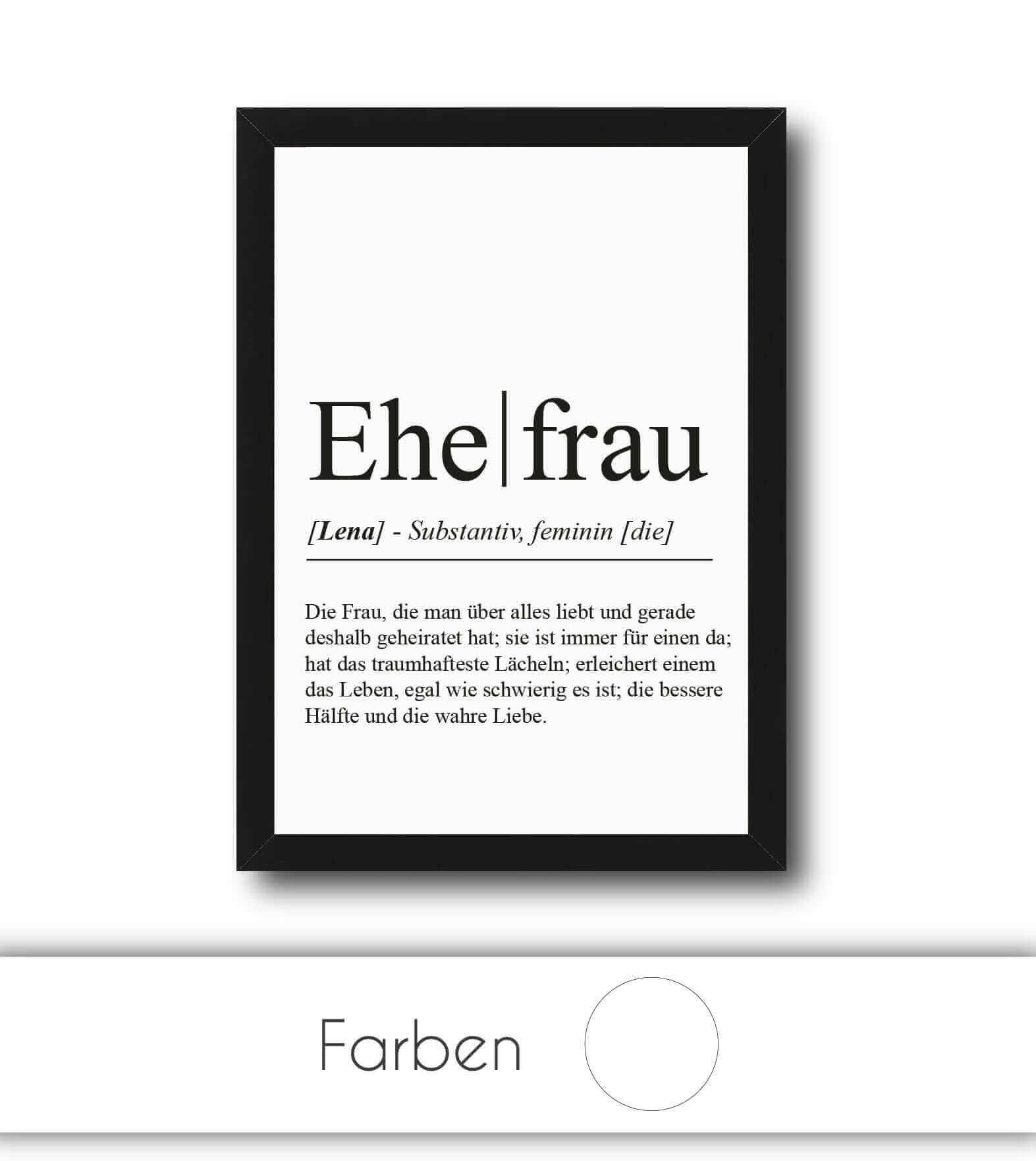 Personalisiertes Bild "Definition" - EHEFRAU, Bildgröße: 13x18cm, DIN A4, DIN A3, Bilderrahmen: Ohne Bilderrahmen, Bilderrahmen weiß, Bilderrahmen schwarz, Bilderrahmen weiß mit Passepartout, Bilderrahmen schwarz mit Passepartout, Copyright: 321geschenke.