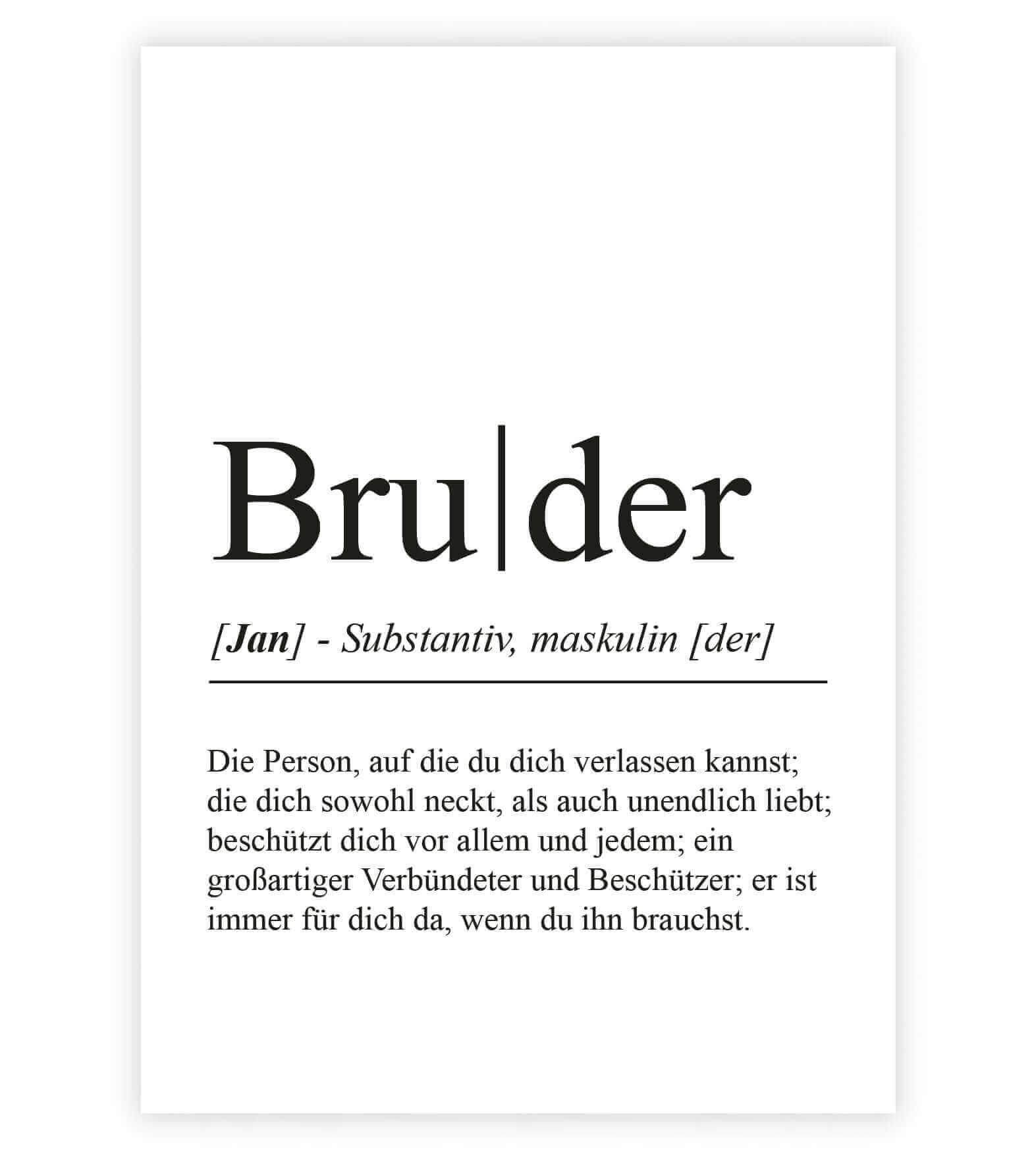 Personalisiertes Bild "Definition" - BRUDER, Bildgröße: 13x18cm, DIN A4, DIN A3, Bilderrahmen: Ohne Bilderrahmen, Bilderrahmen weiß, Bilderrahmen schwarz, Bilderrahmen weiß mit Passepartout, Bilderrahmen schwarz mit Passepartout, Copyright: 321geschenke.d
