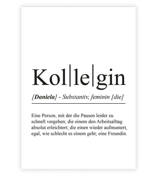 Personalisiertes Bild "Definition" - KOLLEGIN, Bildgröße: 13x18cm, DIN A4, DIN A3, Bilderrahmen: Ohne Bilderrahmen, Bilderrahmen weiß, Bilderrahmen schwarz, Bilderrahmen weiß mit Passepartout, Bilderrahmen schwarz mit Passepartout, Copyright: 321geschenke