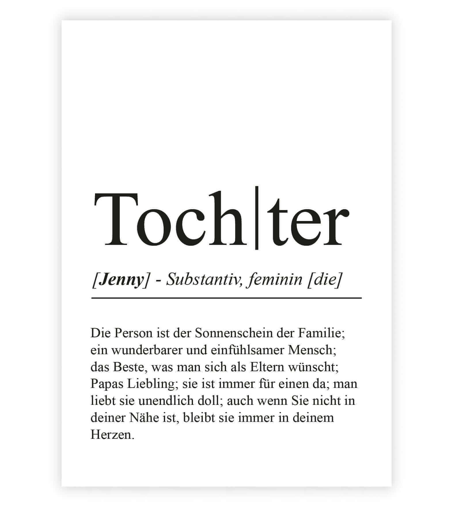 Personalisiertes Bild "Definition" - TOCHTER, Bildgröße: 13x18cm, DIN A4, DIN A3, Bilderrahmen: Ohne Bilderrahmen, Bilderrahmen weiß, Bilderrahmen schwarz, Bilderrahmen weiß mit Passepartout, Bilderrahmen schwarz mit Passepartout, Copyright: 321geschenke.