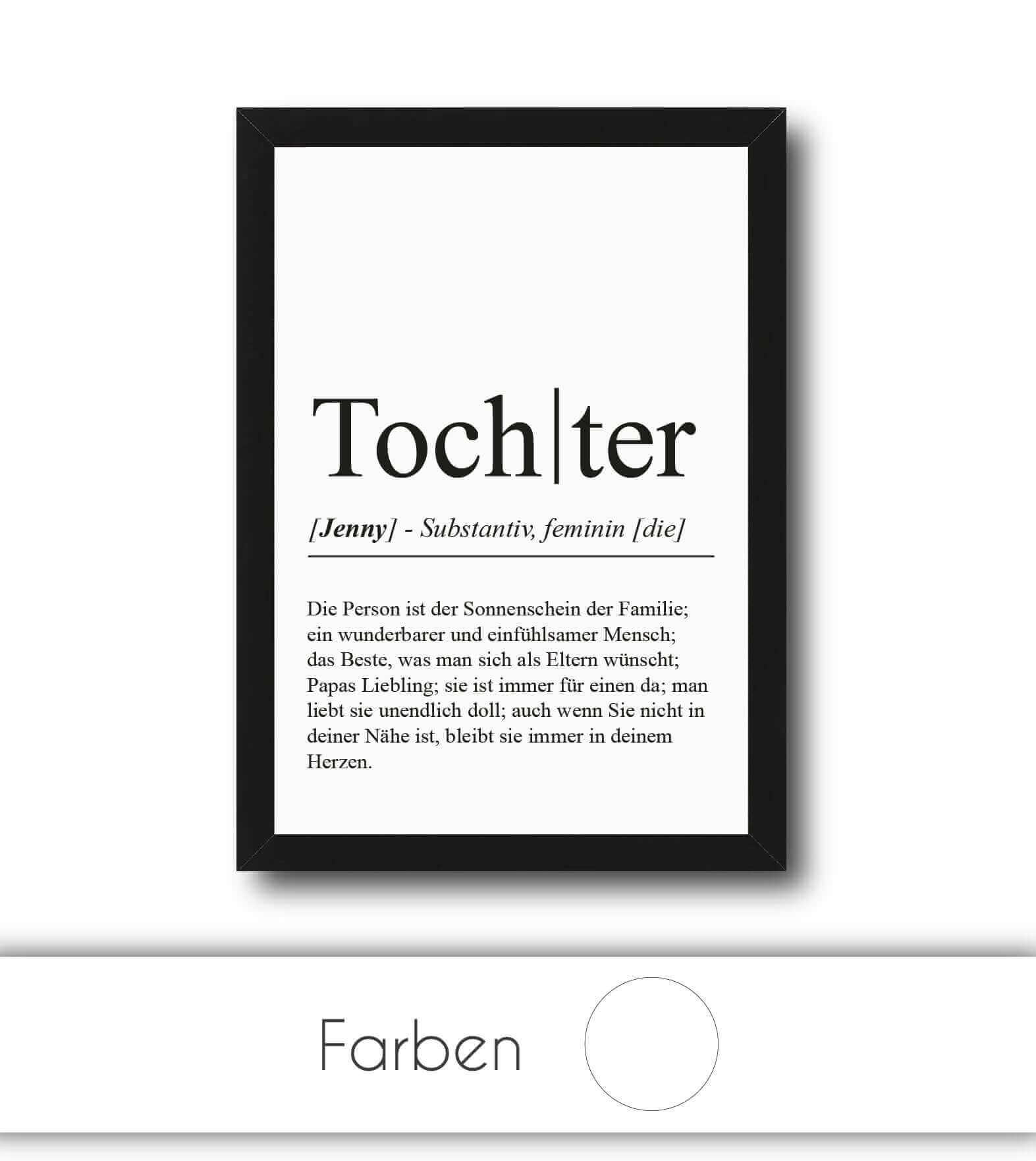 Personalisiertes Bild "Definition" - TOCHTER, Bildgröße: 13x18cm, DIN A4, DIN A3, Bilderrahmen: Ohne Bilderrahmen, Bilderrahmen weiß, Bilderrahmen schwarz, Bilderrahmen weiß mit Passepartout, Bilderrahmen schwarz mit Passepartout, Copyright: 321geschenke.