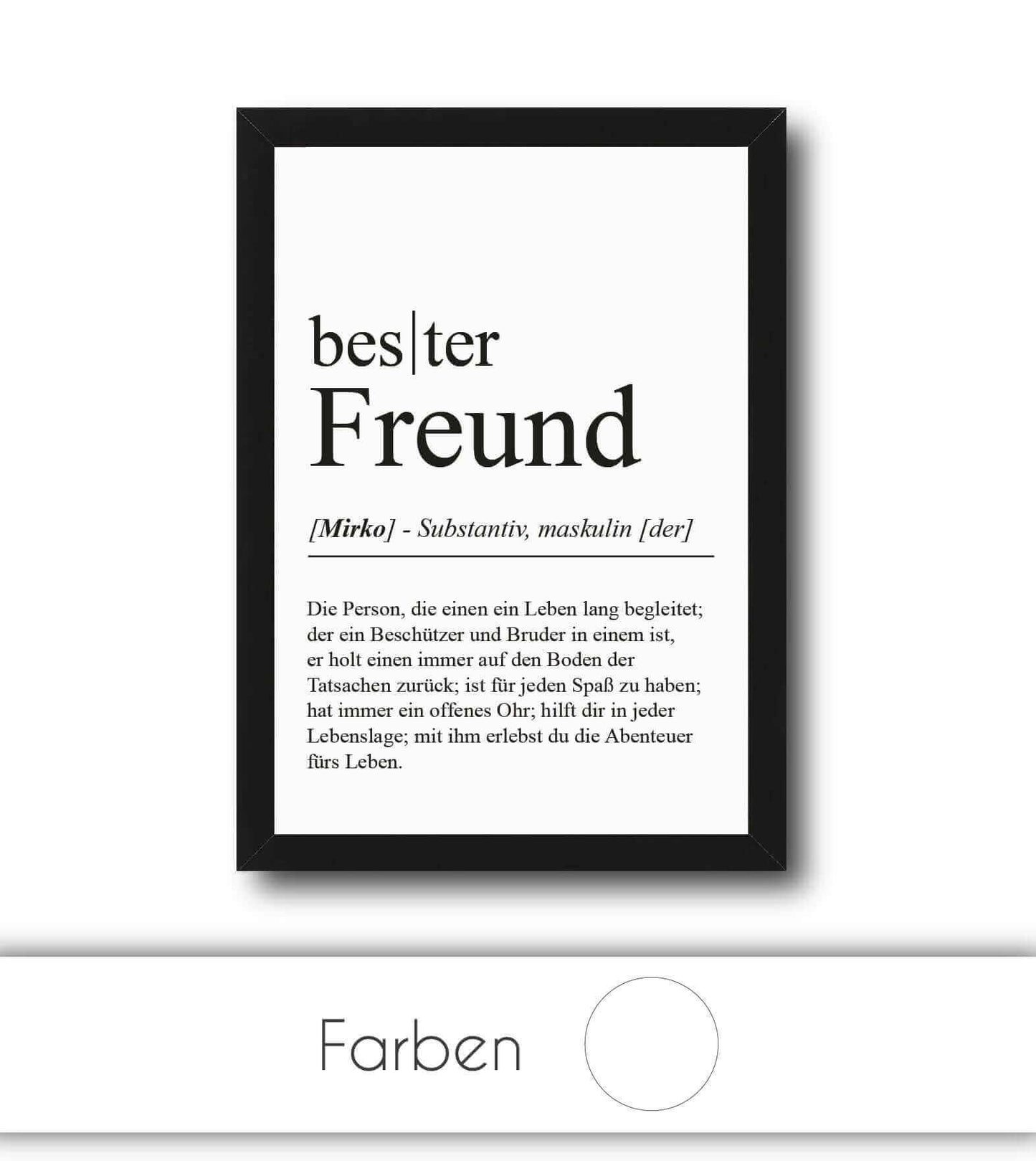 Personalisiertes Bild "Definition" - BESTER FREUND, Bildgröße: 13x18cm, DIN A4, DIN A3, Bilderrahmen: Ohne Bilderrahmen, Bilderrahmen weiß, Bilderrahmen schwarz, Bilderrahmen weiß mit Passepartout, Bilderrahmen schwarz mit Passepartout, Copyright: 321gesc