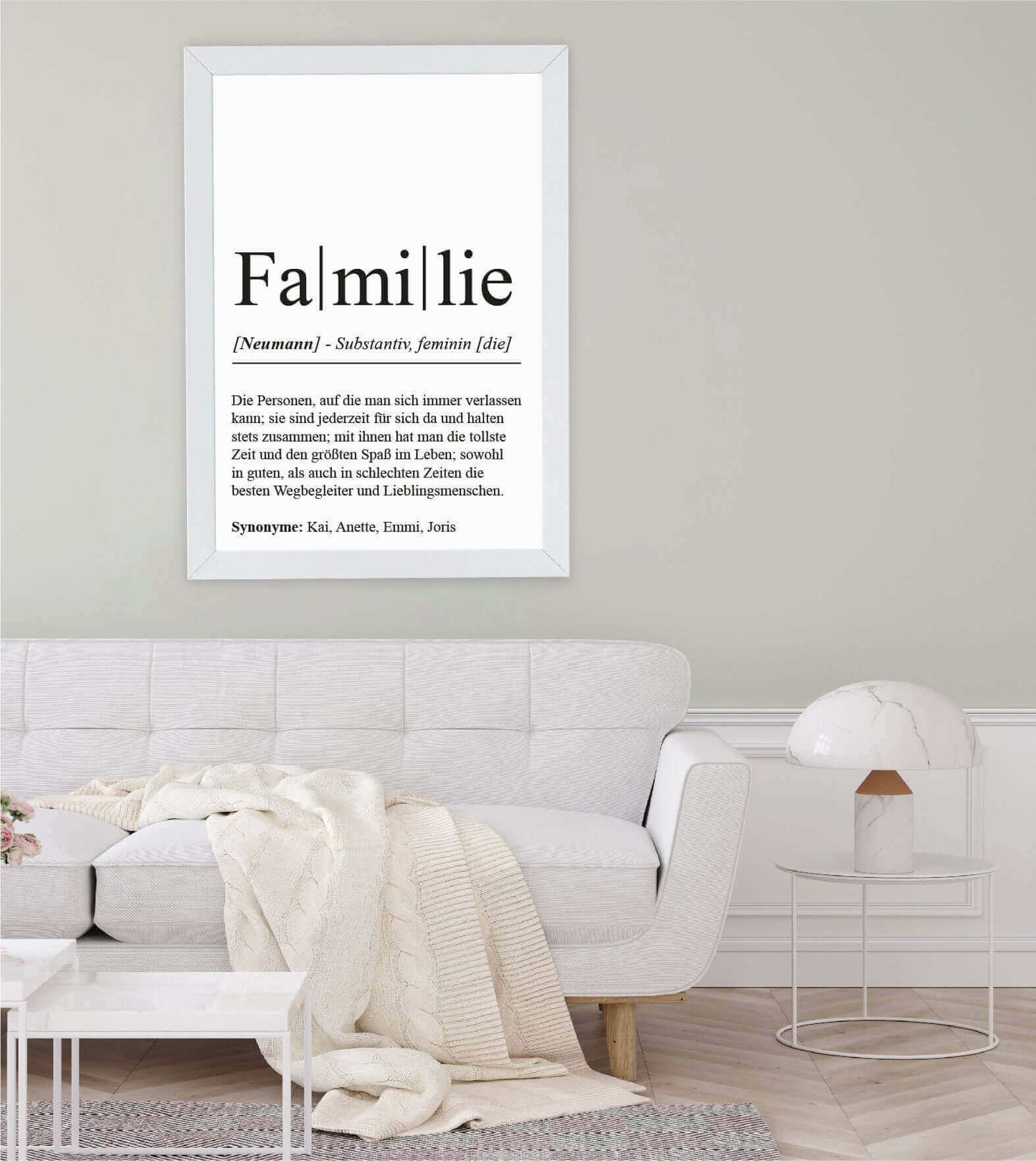 Anwendungsbild_Personalisiertes Bild "Definition" - FAMILIE, Bildgröße: 13x18cm, DIN A4, DIN A3, Bilderrahmen: Ohne Bilderrahmen, Bilderrahmen weiß, Bilderrahmen schwarz, Bilderrahmen weiß mit Passepartout, Bilderrahmen schwarz mit Passepartout, Copyright