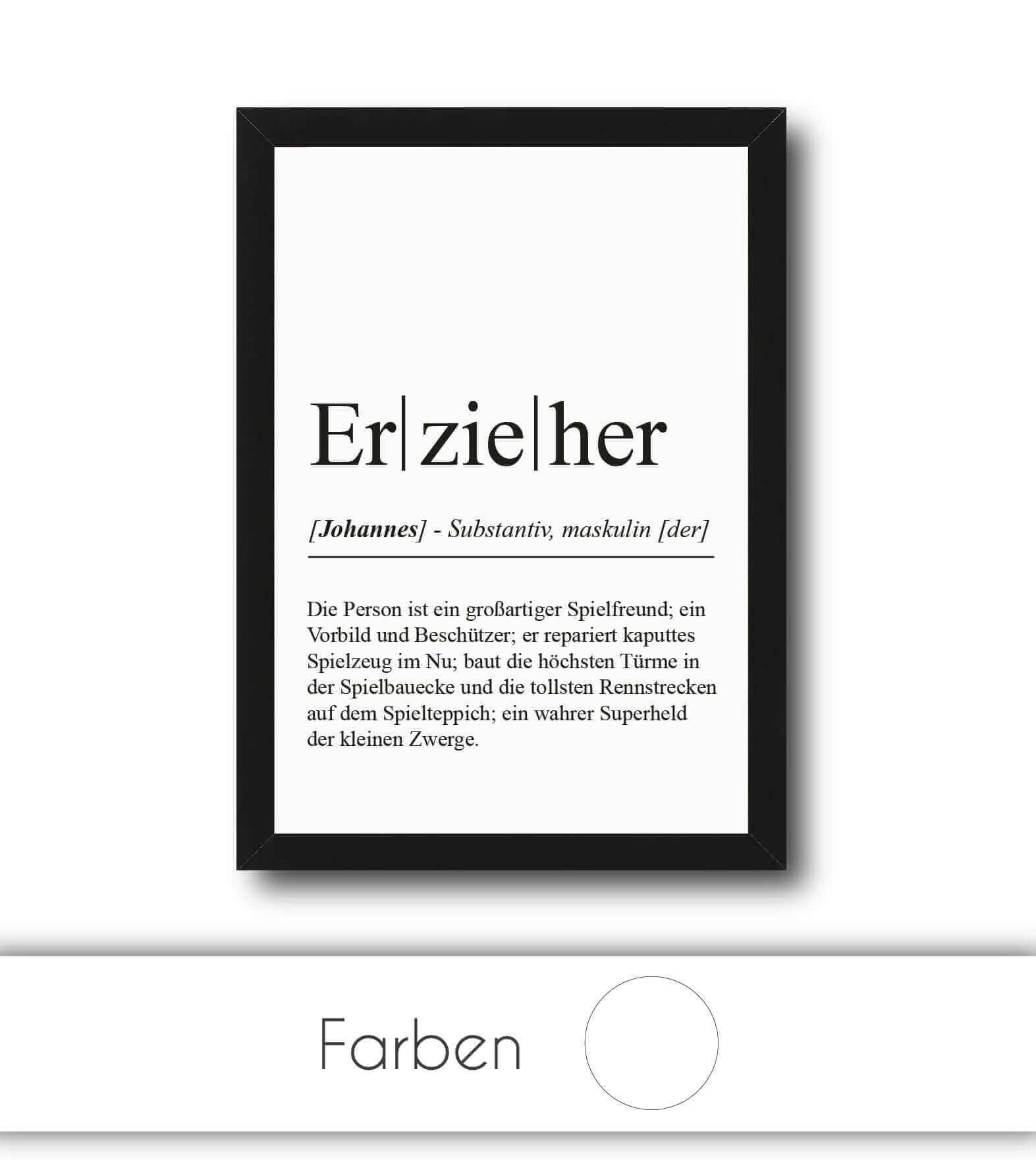 Personalisiertes Bild "Definition" - ERZIEHER, Bildgröße: 13x18cm, DIN A4, DIN A3, Bilderrahmen: Ohne Bilderrahmen, Bilderrahmen weiß, Bilderrahmen schwarz, Bilderrahmen weiß mit Passepartout, Bilderrahmen schwarz mit Passepartout, Copyright: 321geschenke