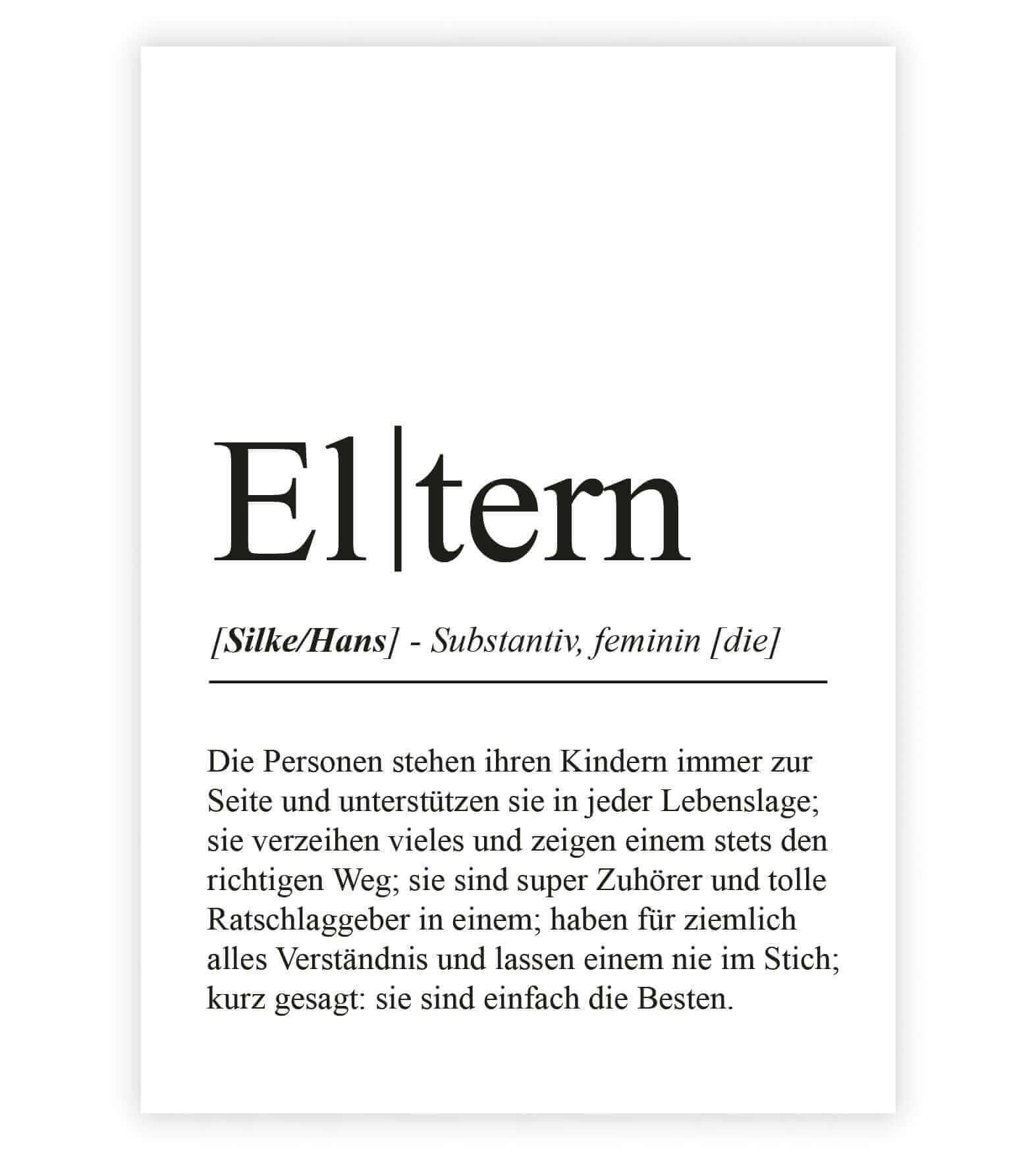 Personalisiertes Bild "Definition" - ELTERN, Bildgröße: 13x18cm, DIN A4, DIN A3, Bilderrahmen: Ohne Bilderrahmen, Bilderrahmen weiß, Bilderrahmen schwarz, Bilderrahmen weiß mit Passepartout, Bilderrahmen schwarz mit Passepartout, Copyright: 321geschenke.d