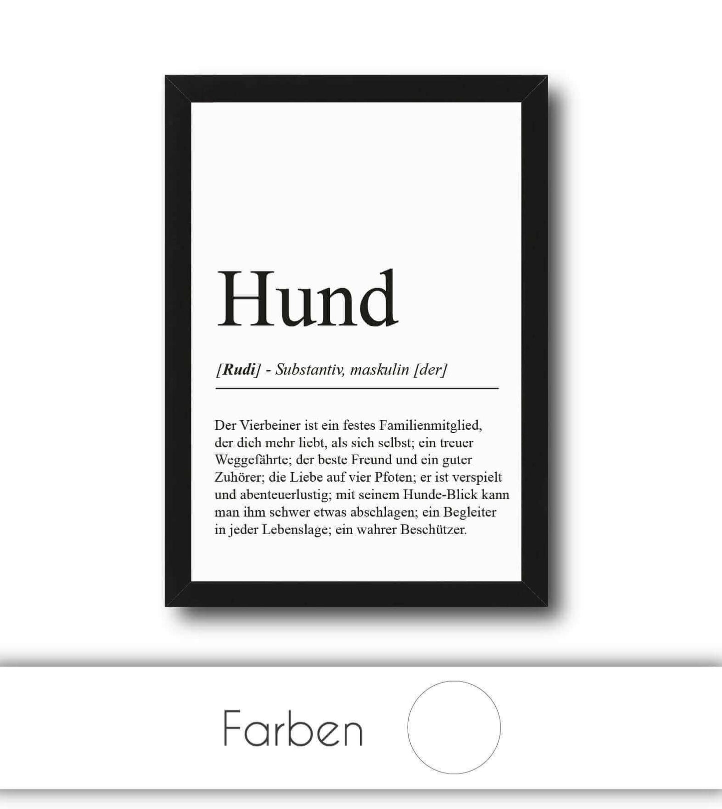 Personalisiertes Bild "Definition" - HUND, Bildgröße: 13x18cm, DIN A4, DIN A3, Bilderrahmen: Ohne Bilderrahmen, Bilderrahmen weiß, Bilderrahmen schwarz, Bilderrahmen weiß mit Passepartout, Bilderrahmen schwarz mit Passepartout, Copyright: 321geschenke.de