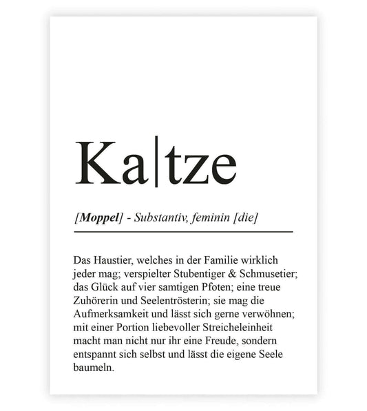 Personalisiertes Bild "Definition" - KATZE, Bildgröße: 13x18cm, DIN A4, DIN A3, Bilderrahmen: Ohne Bilderrahmen, Bilderrahmen weiß, Bilderrahmen schwarz, Bilderrahmen weiß mit Passepartout, Bilderrahmen schwarz mit Passepartout, Copyright: 321geschenke.de