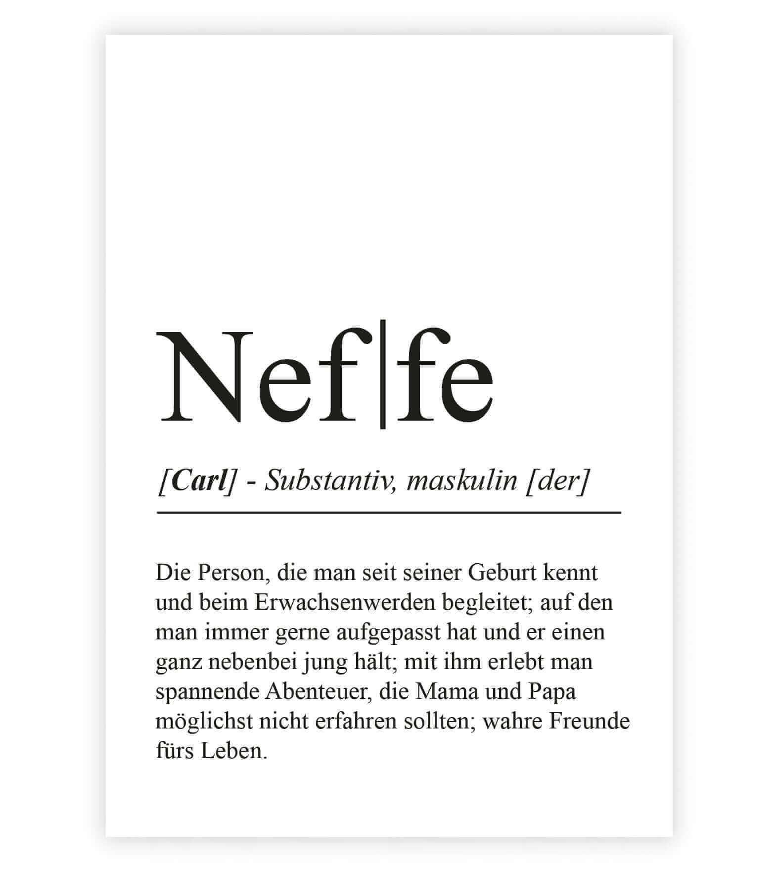 Personalisiertes Bild "Definition" - NEFFE, Bildgröße: 13x18cm, DIN A4, DIN A3, Bilderrahmen: Ohne Bilderrahmen, Bilderrahmen weiß, Bilderrahmen schwarz, Bilderrahmen weiß mit Passepartout, Bilderrahmen schwarz mit Passepartout, Copyright: 321geschenke.de