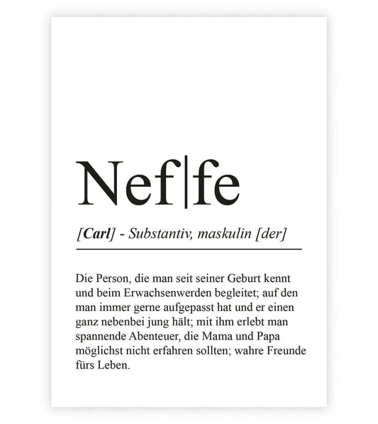 Personalisiertes Bild "Definition" - NEFFE, Bildgröße: 13x18cm, DIN A4, DIN A3, Bilderrahmen: Ohne Bilderrahmen, Bilderrahmen weiß, Bilderrahmen schwarz, Bilderrahmen weiß mit Passepartout, Bilderrahmen schwarz mit Passepartout, Copyright: 321geschenke.de