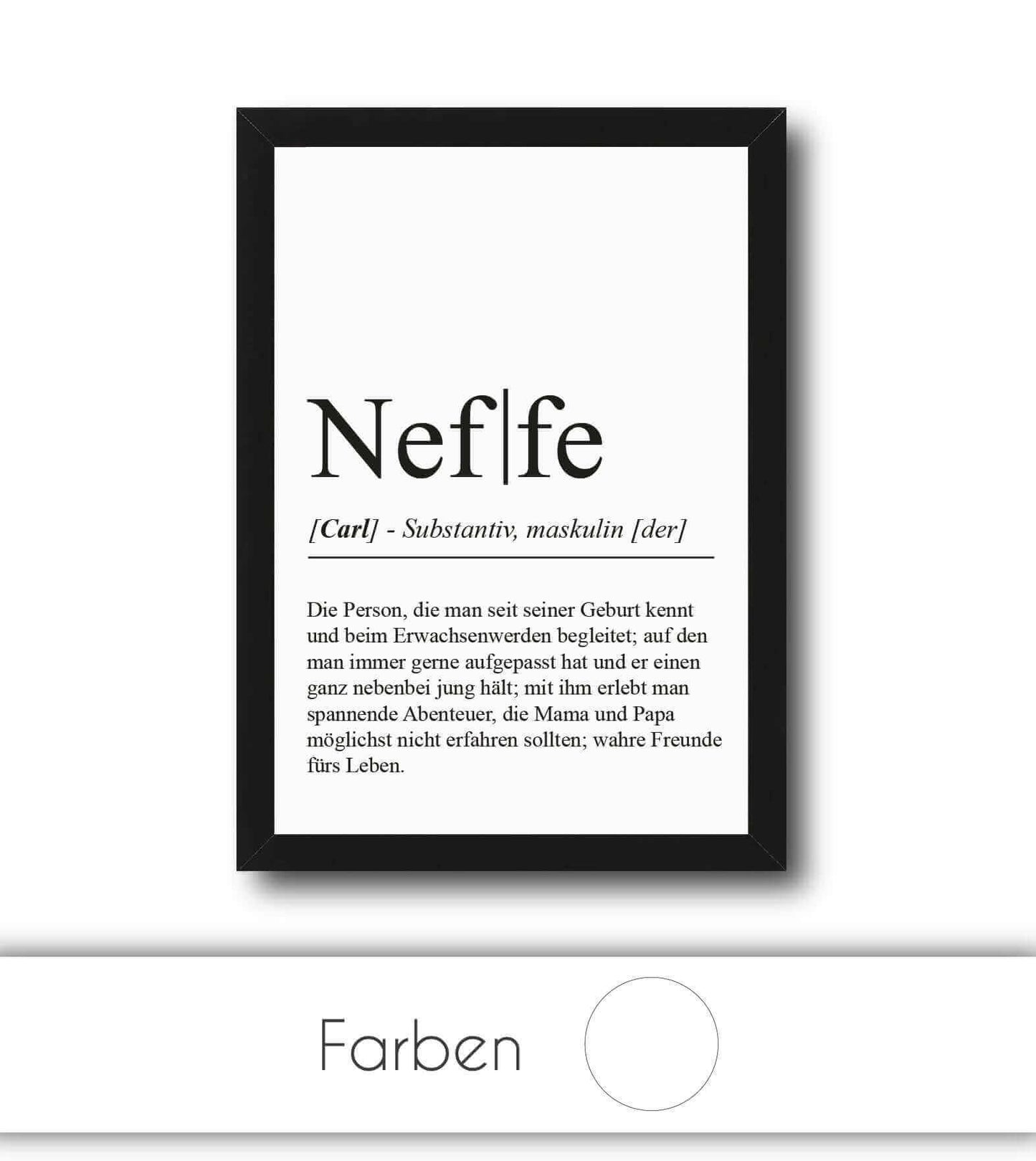 Personalisiertes Bild "Definition" - NEFFE, Bildgröße: 13x18cm, DIN A4, DIN A3, Bilderrahmen: Ohne Bilderrahmen, Bilderrahmen weiß, Bilderrahmen schwarz, Bilderrahmen weiß mit Passepartout, Bilderrahmen schwarz mit Passepartout, Copyright: 321geschenke.de