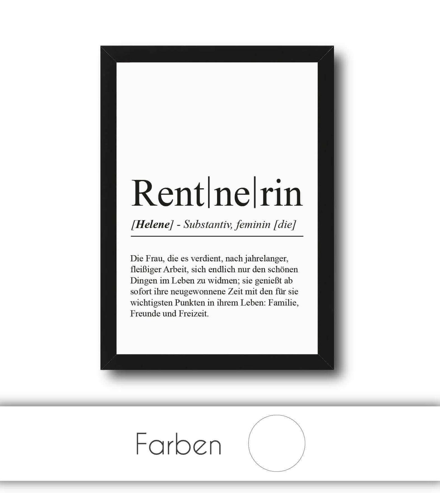 Personalisiertes Bild "Definition" - RENTNERIN, Bildgröße: 13x18cm, DIN A4, DIN A3, Bilderrahmen: Ohne Bilderrahmen, Bilderrahmen weiß, Bilderrahmen schwarz, Bilderrahmen weiß mit Passepartout, Bilderrahmen schwarz mit Passepartout, Copyright: 321geschenk