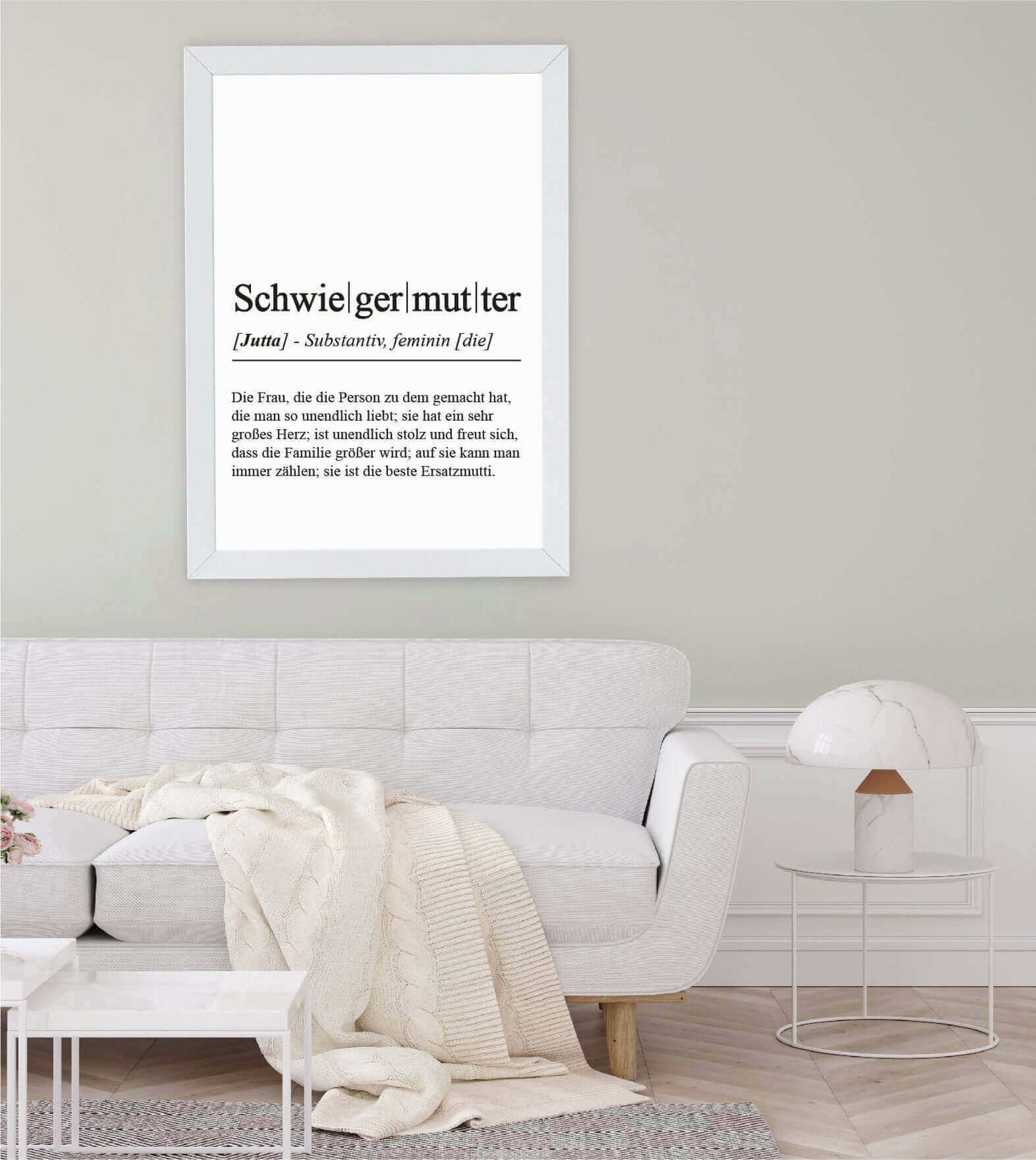 Anwendungsbild_Personalisiertes Bild "Definition" - SCHWIEGERMUTTER, Bildgröße: 13x18cm, DIN A4, DIN A3, Bilderrahmen: Ohne Bilderrahmen, Bilderrahmen weiß, Bilderrahmen schwarz, Bilderrahmen weiß mit Passepartout, Bilderrahmen schwarz mit Passepartout, C