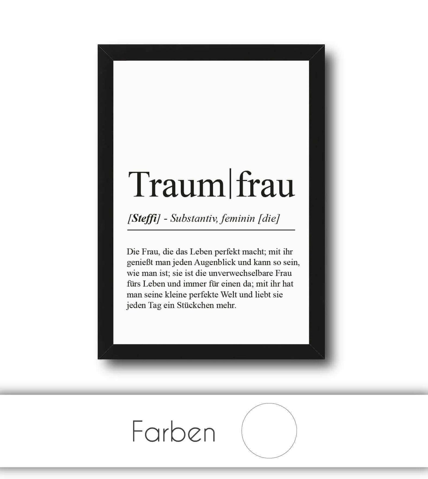 Personalisiertes Bild "Definition" - TRAUMFRAU, Bildgröße: 13x18cm, DIN A4, DIN A3, Bilderrahmen: Ohne Bilderrahmen, Bilderrahmen weiß, Bilderrahmen schwarz, Bilderrahmen weiß mit Passepartout, Bilderrahmen schwarz mit Passepartout, Copyright: 321geschenk