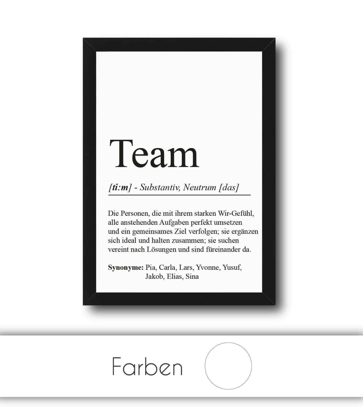 Personalisiertes Bild "Definition" - TEAM, Bildgröße: 13x18cm, DIN A4, DIN A3, Bilderrahmen: Ohne Bilderrahmen, Bilderrahmen weiß, Bilderrahmen schwarz, Bilderrahmen weiß mit Passepartout, Bilderrahmen schwarz mit Passepartout, Copyright: 321geschenke.de