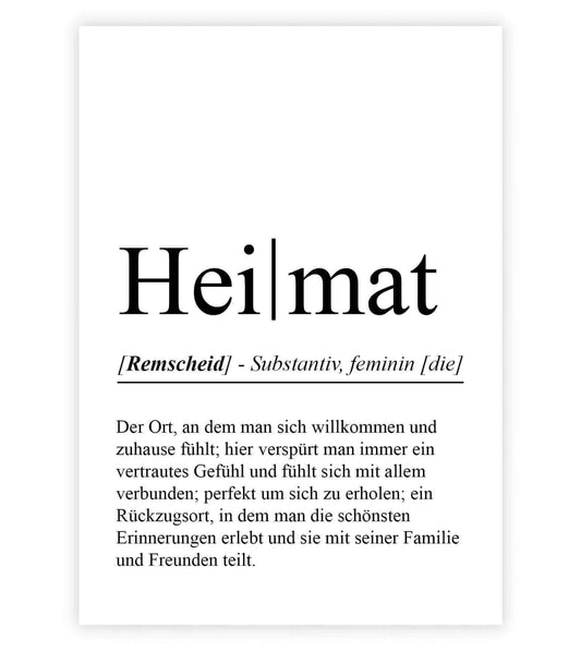 Personalisiertes Bild "Definition" - HEIMAT, Bildgröße: 13x18cm, DIN A4, DIN A3, Bilderrahmen: Ohne Bilderrahmen, Bilderrahmen weiß, Bilderrahmen schwarz, Bilderrahmen weiß mit Passepartout, Bilderrahmen schwarz mit Passepartout, Copyright: 321geschenke.d