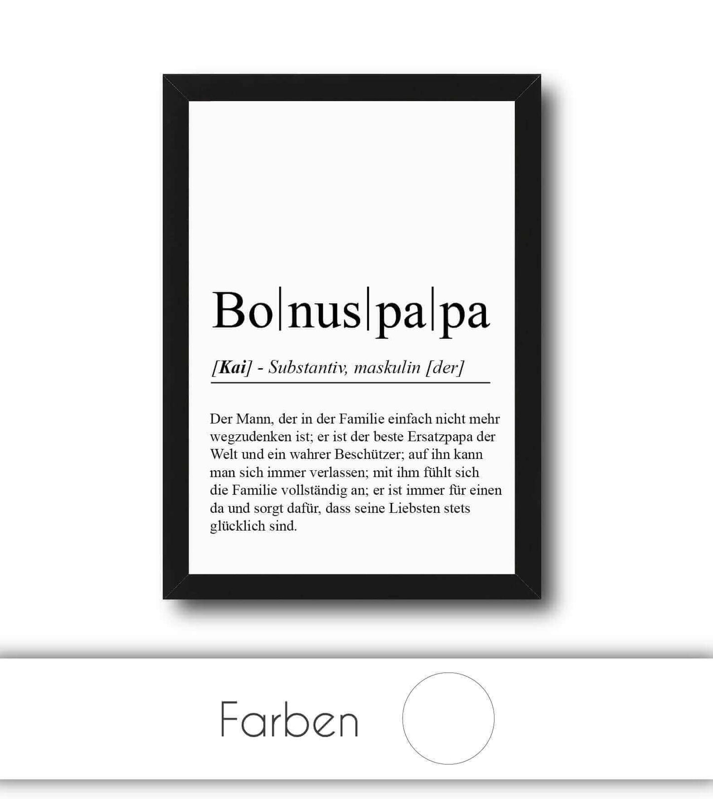 Personalisiertes Bild "Definition" - BONUSPAPA, Bildgröße: 13x18cm, DIN A4, DIN A3, Bilderrahmen: Ohne Bilderrahmen, Bilderrahmen weiß, Bilderrahmen schwarz, Bilderrahmen weiß mit Passepartout, Bilderrahmen schwarz mit Passepartout, Copyright: 321geschenk