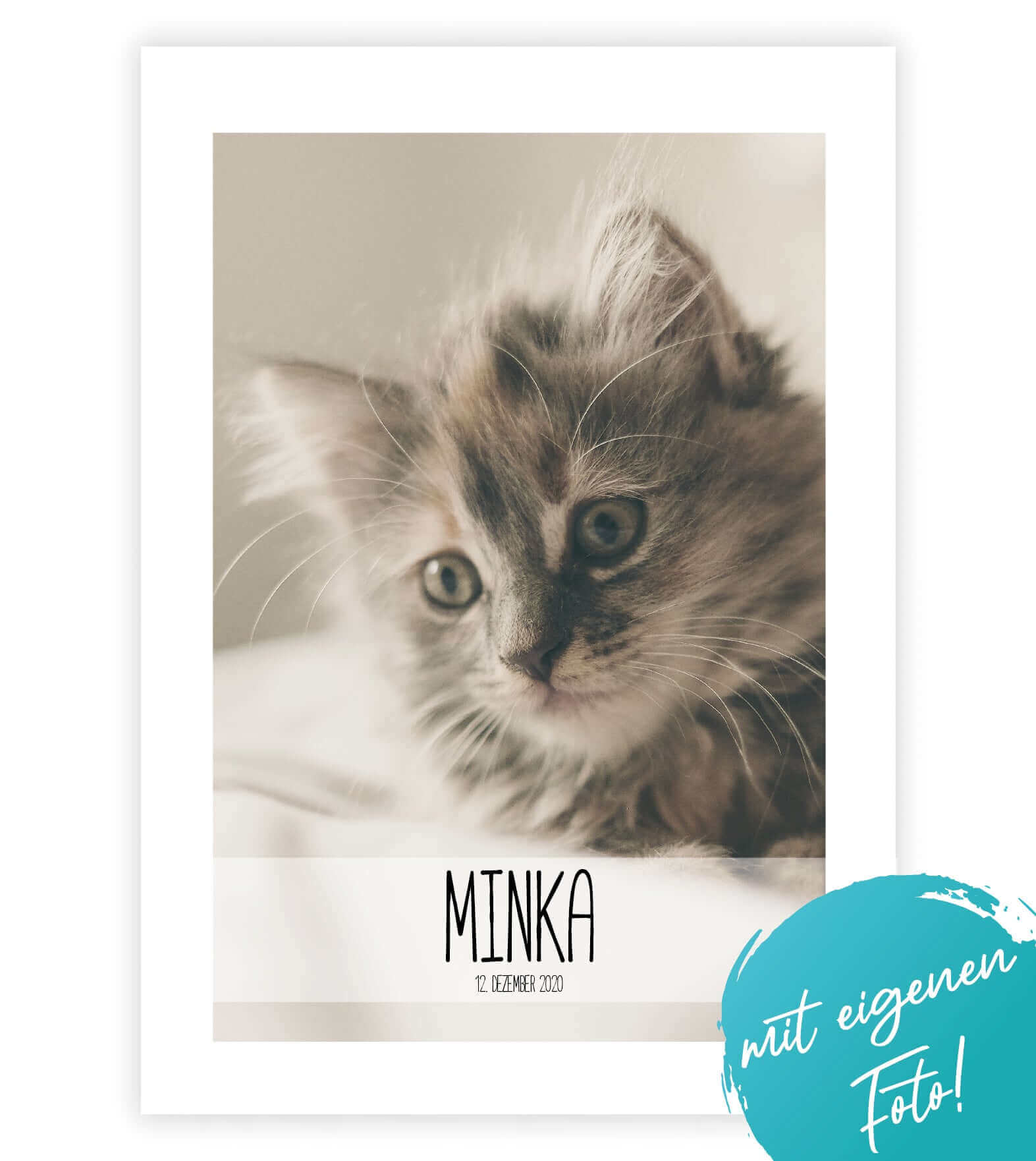 Personalisiertes Poster "Haustier" 🐾 mit eigenem Wunschmotiv, Bildgröße: 13x18cm, DIN A4, DIN A3, Bilderrahmen: Ohne Bilderrahmen, Bilderrahmen weiß, Bilderrahmen schwarz, Bilderrahmen weiß mit Passepartout, Bilderrahmen schwarz mit Passepartout, Copyrig