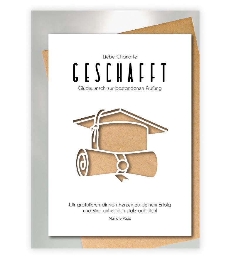 PLOT_Geldgeschenk "bestandene Prüfung", konturgeschnitten, Bildgröße: 13x18cm, DIN A4, DIN A3, Bilderrahmen: ohne Bilderrahmen, Bilderrahmen weiß, Bilderrahmen schwarz, Bilderrahmen weiß mit Passepartout, Bilderrahmen schwarz mit Passepartout, Copyright: