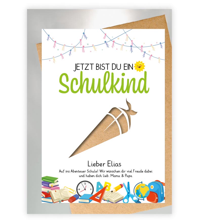 PLOT_Geldgeschenk "SCHULKIND", konturgeschnitten, Bildgröße: 13x18cm, DIN A4, DIN A3, Bilderrahmen: ohne Bilderrahmen, Bilderrahmen weiß, Bilderrahmen schwarz, Bilderrahmen weiß mit Passepartout, Bilderrahmen schwarz mit Passepartout, Copyright: 321gesche