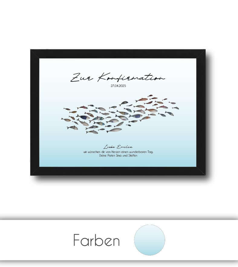 Geldgeschenk "Fische", Bildgröße: 13x18cm, DIN A4, DIN A3, Bilderrahmen: Ohne Bilderrahmen, Bilderrahmen weiß ohne Passepartout, Bilderrahmen schwarz ohne Passepartout, Bilderrahmen weiß mit Passepartout, Bilderrahmen schwarz mit Passepartout, Copyright: