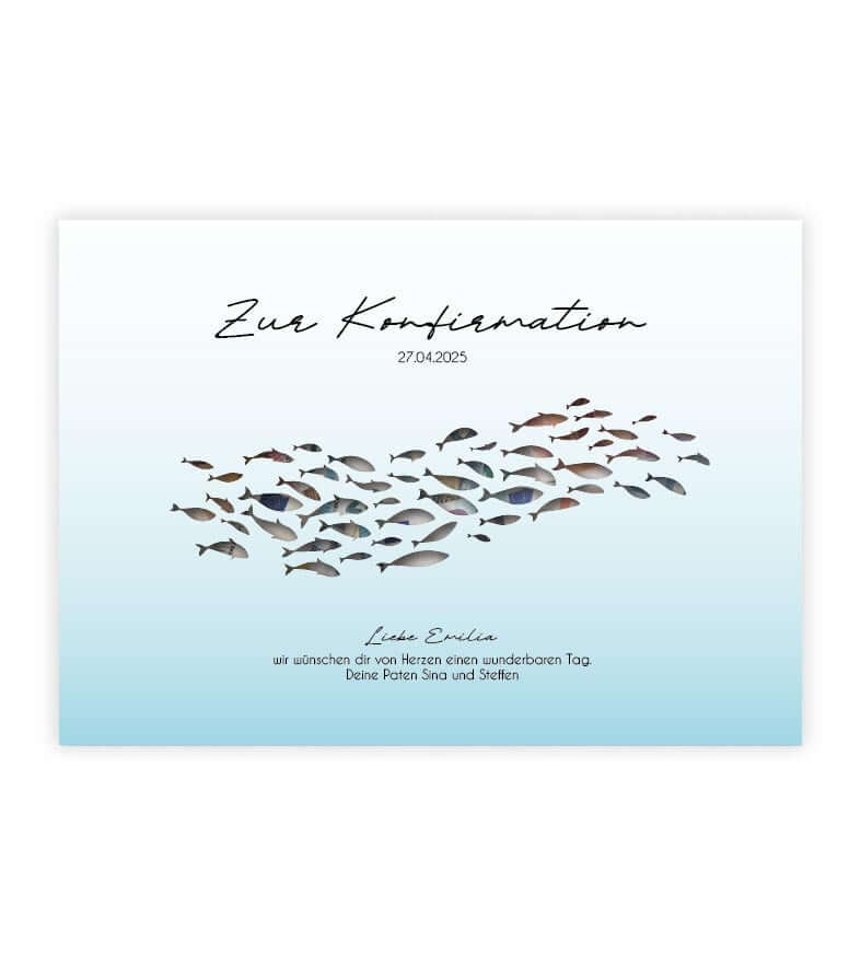 Geldgeschenk "Fische", Bildgröße: 13x18cm, DIN A4, DIN A3, Bilderrahmen: Ohne Bilderrahmen, Bilderrahmen weiß ohne Passepartout, Bilderrahmen schwarz ohne Passepartout, Bilderrahmen weiß mit Passepartout, Bilderrahmen schwarz mit Passepartout, Copyright: