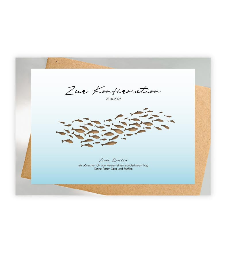 Geldgeschenk "Fische", Bildgröße: 13x18cm, DIN A4, DIN A3, Bilderrahmen: Ohne Bilderrahmen, Bilderrahmen weiß ohne Passepartout, Bilderrahmen schwarz ohne Passepartout, Bilderrahmen weiß mit Passepartout, Bilderrahmen schwarz mit Passepartout, Copyright: