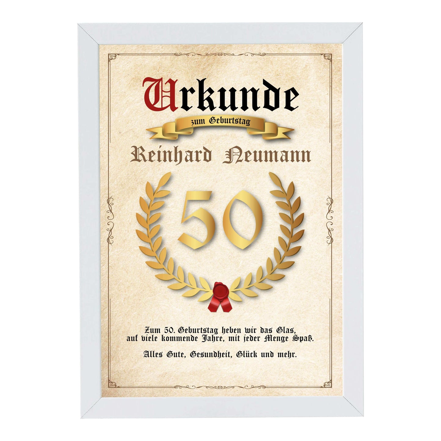 Personalisierte “Urkunde" mit Jahreszahl