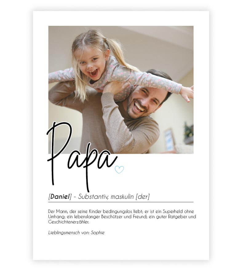 Personalisiertes Foto-Poster "PAPA" mit Definition, Bildgröße: 13x18cm, DIN A4, DIN A3, Bilderrahmen: Ohne Bilderrahmen, Copyright: 321geschenke.de