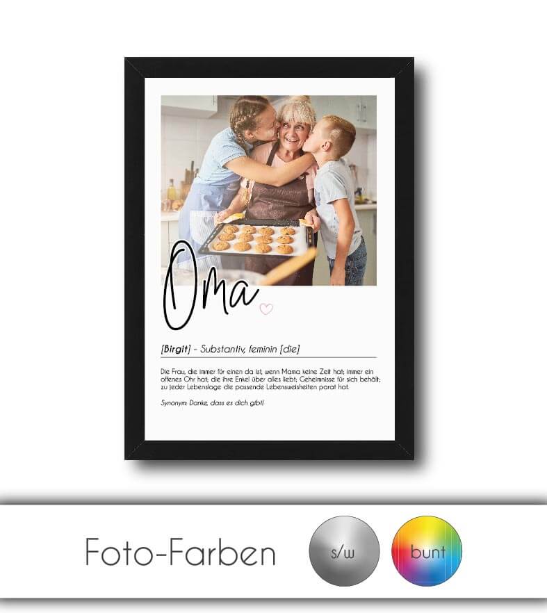 Personalisiertes Foto-Poster "OMA" mit Definition, Bildgröße: 13x18cm, DIN A4, DIN A3, Bilderrahmen: Ohne Bilderrahmen, Bilderrahmen weiß, Bilderrahmen schwarz, Bilderrahmen weiß mit Passepartout, Bilderrahmen schwarz mit Passepartout, Copyright: 321gesch