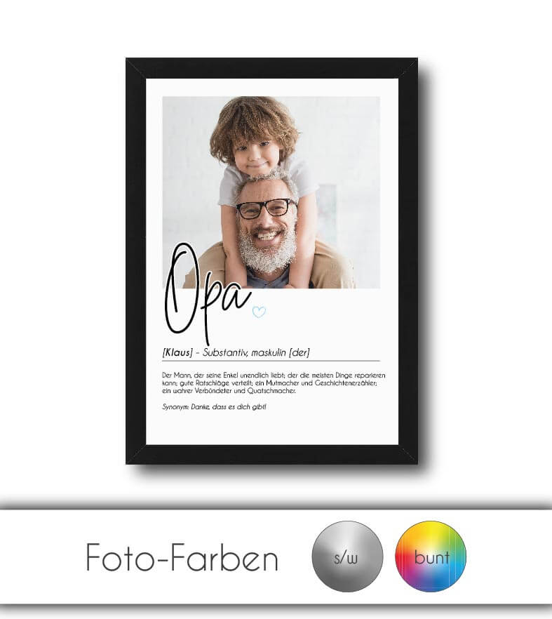 Personalisiertes Foto-Poster "OPA" mit Definition, Bildgröße: 13x18cm, DIN A4, DIN A3, Bilderrahmen: Ohne Bilderrahmen, Bilderrahmen weiß, Bilderrahmen schwarz, Bilderrahmen weiß mit Passepartout, Bilderrahmen schwarz mit Passepartout, Copyright: 321gesch