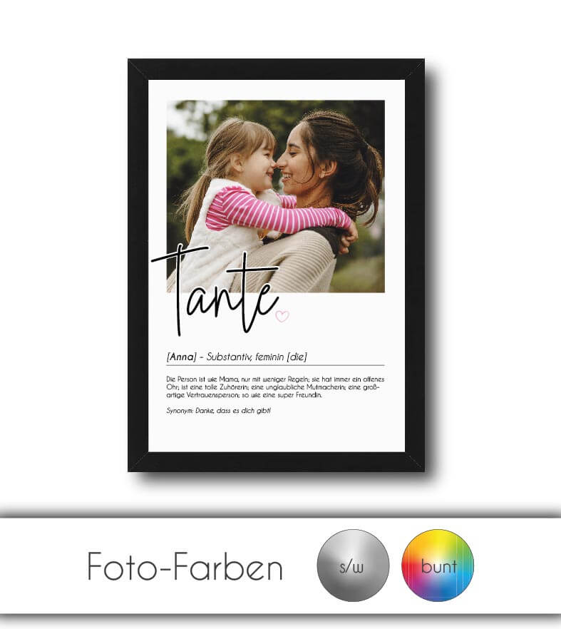 Personalisiertes Foto-Poster "TANTE" mit Definition, Bildgröße: 13x18cm, DIN A4, DIN A3, Bilderrahmen: Ohne Bilderrahmen, Bilderrahmen weiß, Bilderrahmen schwarz, Bilderrahmen weiß mit Passepartout, Bilderrahmen schwarz mit Passepartout, Copyright: 321ges