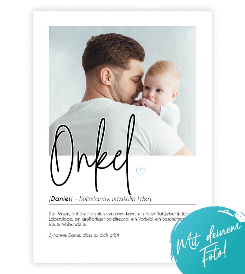 Personalisiertes Foto-Poster "ONKEL" mit Definition, Bildgröße: 13x18cm, DIN A4, DIN A3, Bilderrahmen: Ohne Bilderrahmen, Bilderrahmen weiß, Bilderrahmen schwarz, Bilderrahmen weiß mit Passepartout, Bilderrahmen schwarz mit Passepartout, Copyright: 321ges