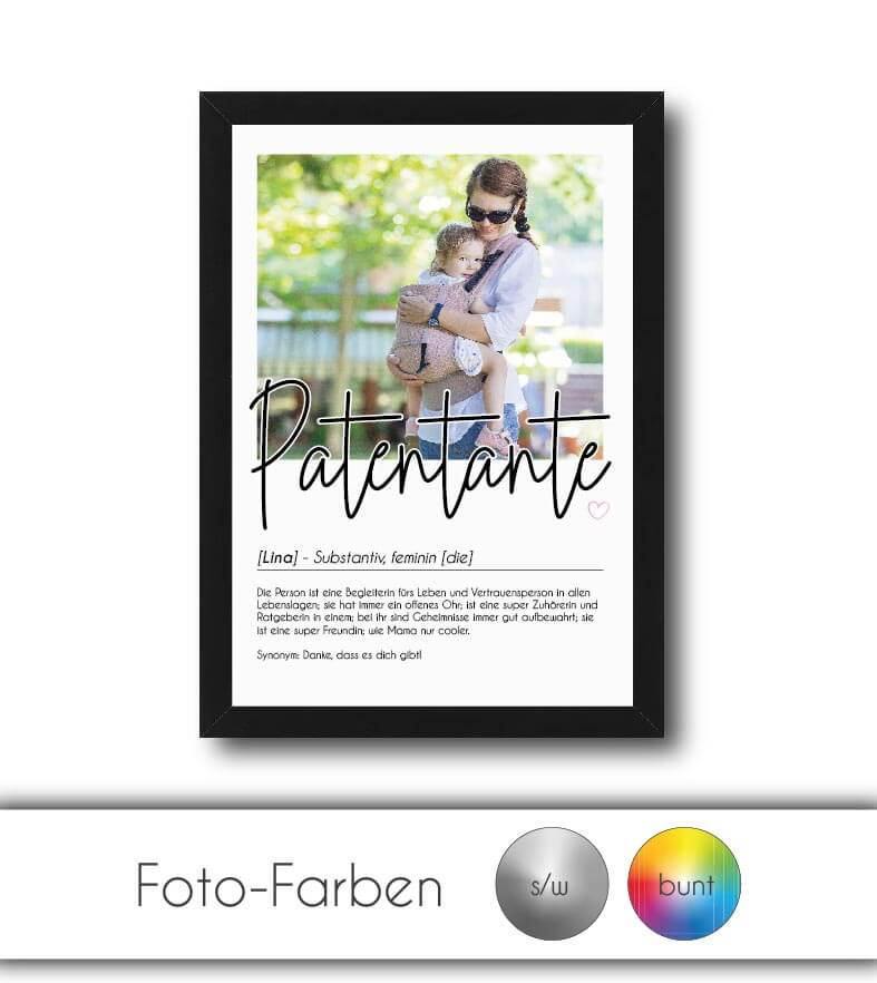 Personalisiertes Foto-Poster "PATENTANTE" mit Definition, Bildgröße: 13x18cm, DIN A4, DIN A3, Bilderrahmen: Ohne Bilderrahmen, Bilderrahmen weiß, Bilderrahmen schwarz, Bilderrahmen weiß mit Passepartout, Bilderrahmen schwarz mit Passepartout, Copyright: 3