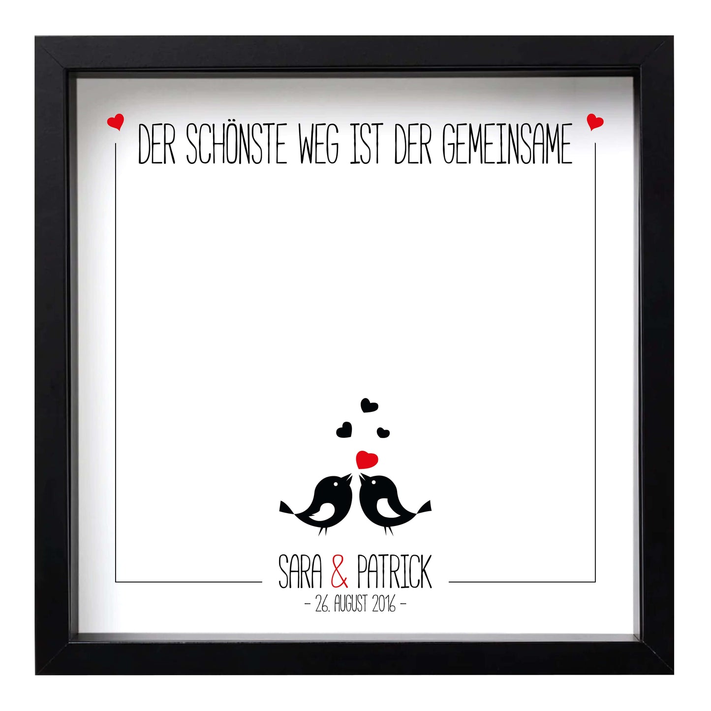 Personalisiertes Bild „Geldgeschenk” Vogelpaar, Bildgröße: 25x25cm, Bilderrahmen: Bilderrahmen schwarz ohne Passepartout, Copyright: 321geschenke.de