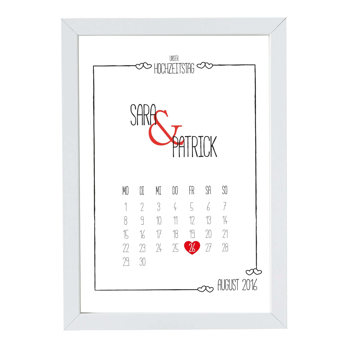 Personalisiertes Bild „Hochzeitstag” Kalender mit Datum, Variante: Variante 1, Bildgröße: 13x18cm, Bilderrahmen: Ohne Bilderrahmen, Copyright:321geschenke.de