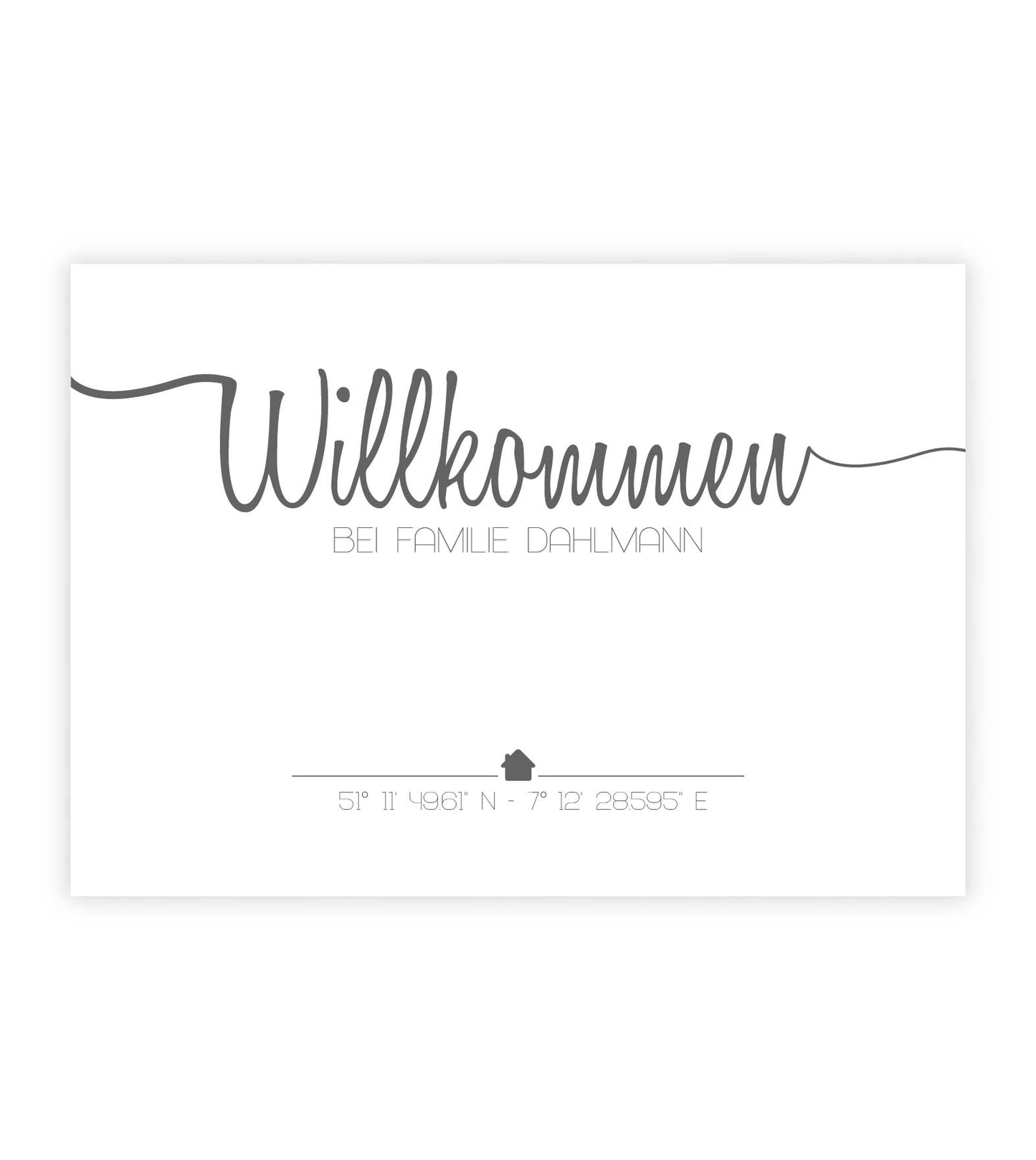 Personalisiertes Bild “WILLKOMMEN”, Bildfarbe: Weiß, Bildgröße: 13x18cm, DIN A4, DIN A3, Bilderrahmen: Ohne Bilderrahmen, Copyright: 321geschenke.de