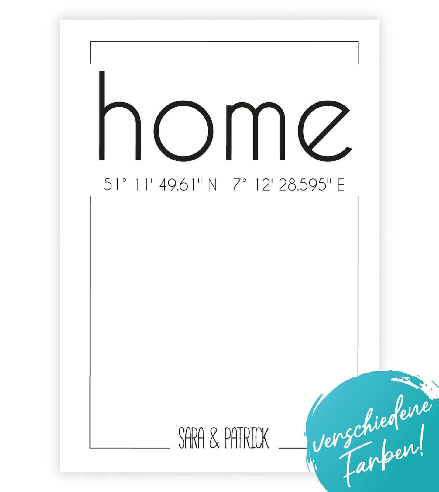 Personalisiertes Koordinaten Bild “HOME”, “FAMILIE”, “LEBEN” oder “ZUHAUSE”, Bildfarbe: Anthrazit/Schwarz, Weiß, Bildgröße: 13x18cm, DIN A4, DIN A3, Bilderrahmen: Ohne Bilderrahmen, Bilderrahmen weiß ohne Passepartout, Bilderrahmen schwarz ohne Passepartout, Bilderrahmen weiß mit Passepartout, Bilderrahmen schwarz mit Passepartout, Copyright:321geschenke.de